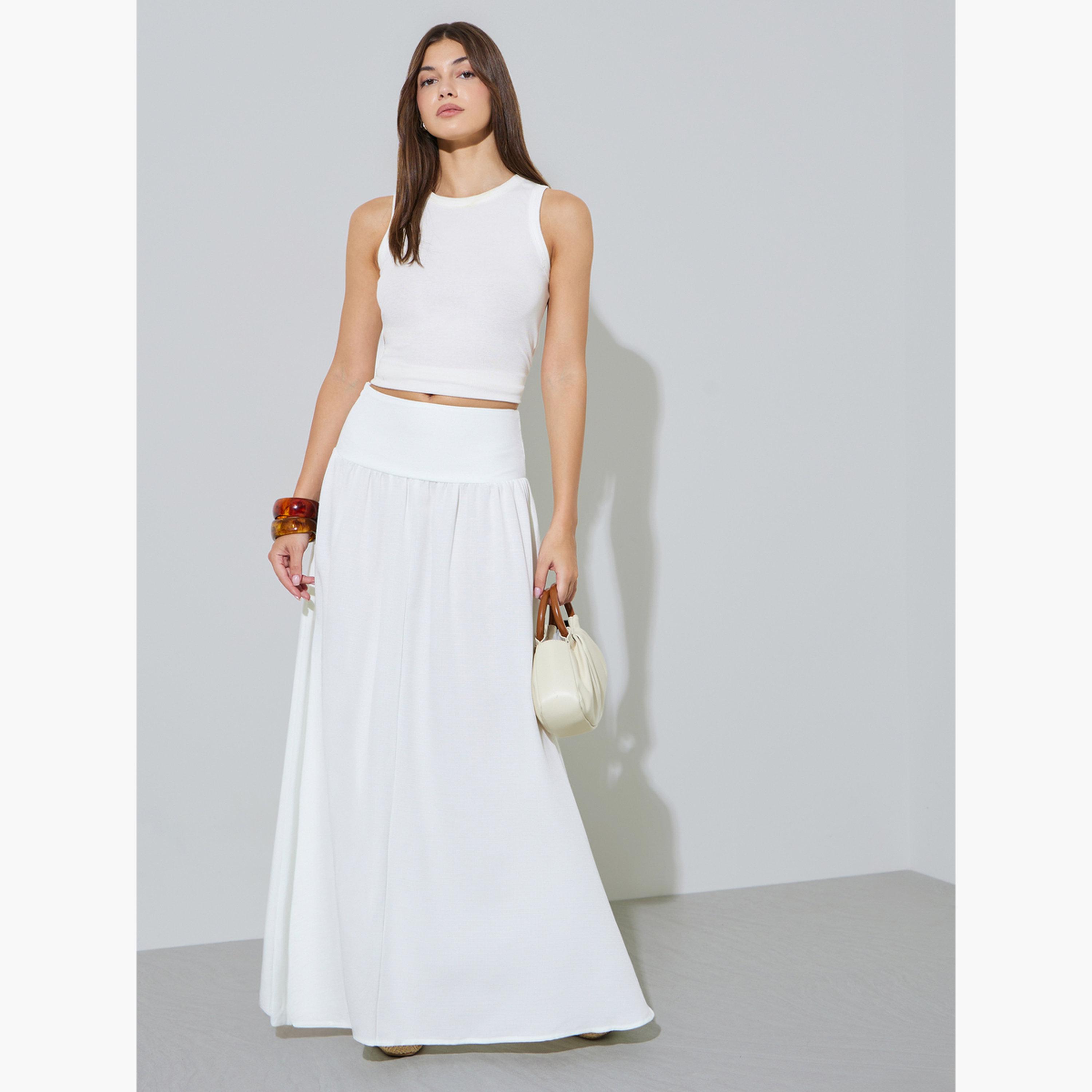 تنورة طويلة بحافة واسعة وخصر عريض-women-clothing-bottoms-skirts-image-3
