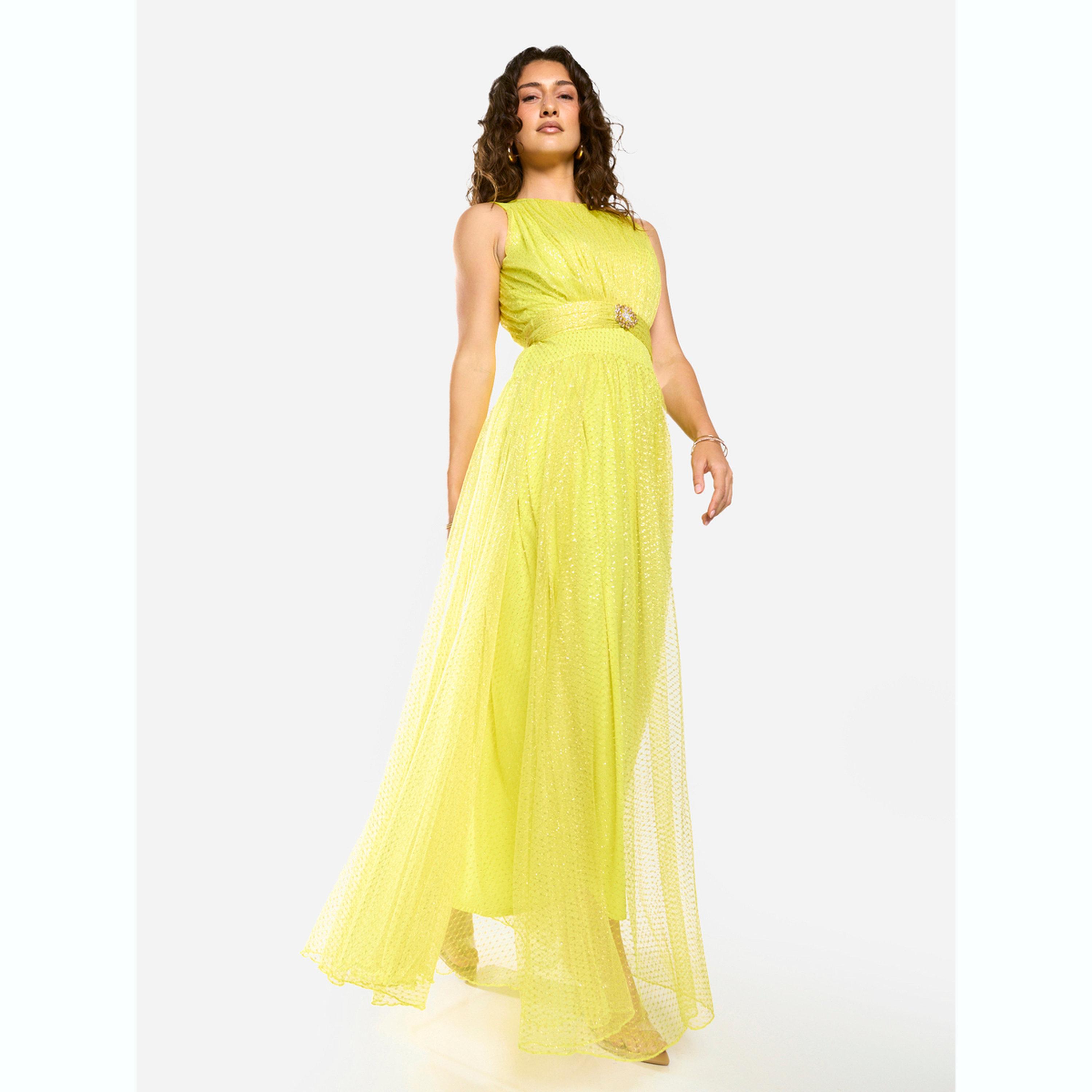 فستان طويل بطبقة شبكية وتفاصيل بارزة الملمس-women-clothing-dresses-image-2