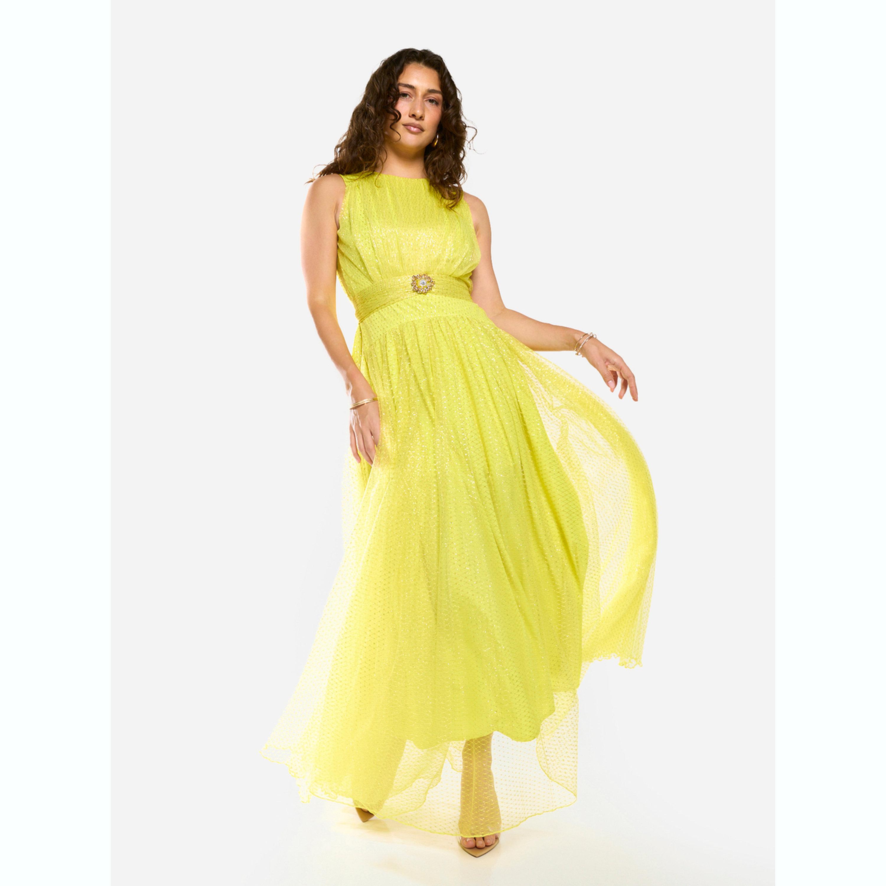 فستان طويل بطبقة شبكية وتفاصيل بارزة الملمس-women-clothing-dresses-image-3