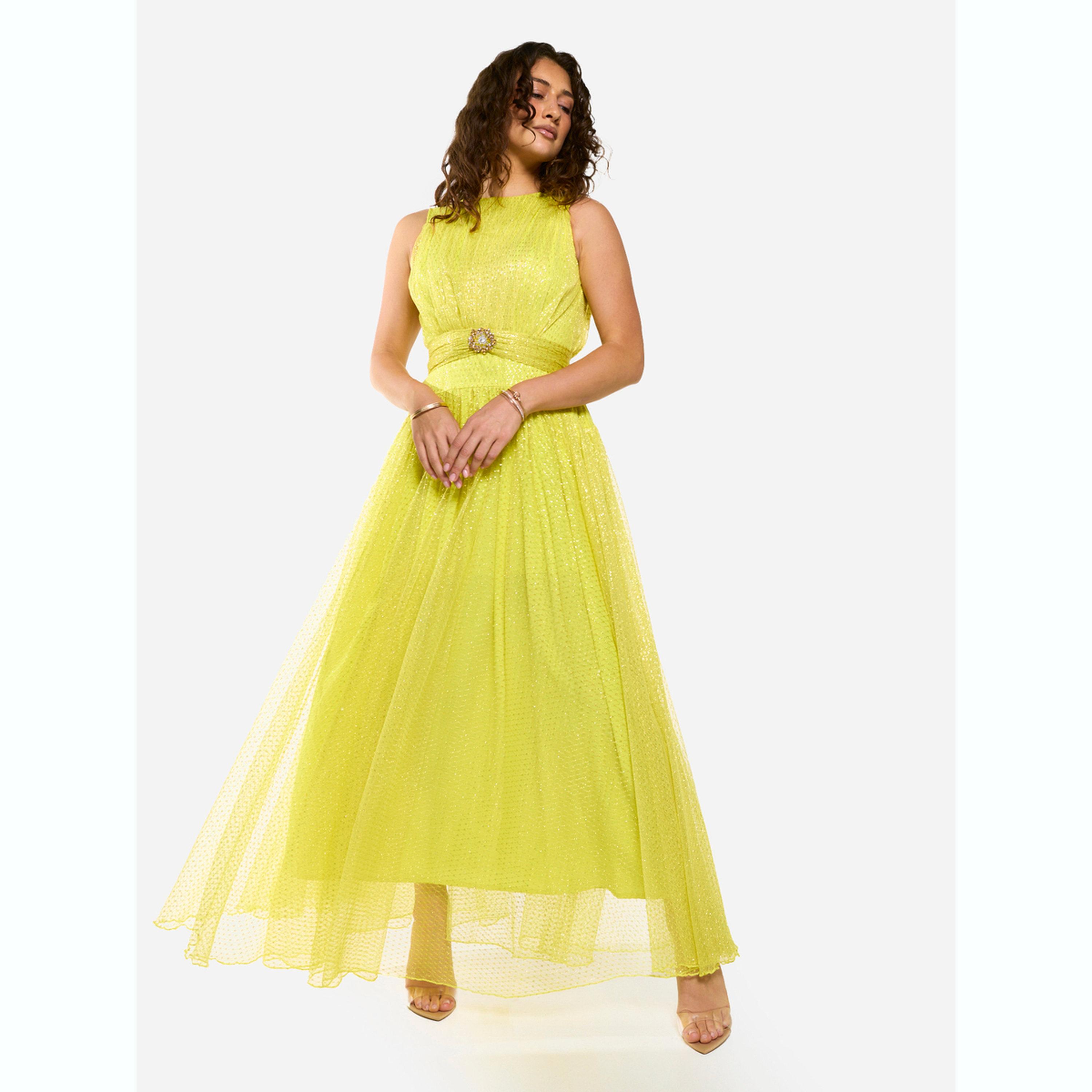 فستان طويل بطبقة شبكية وتفاصيل بارزة الملمس-women-clothing-dresses-image-4