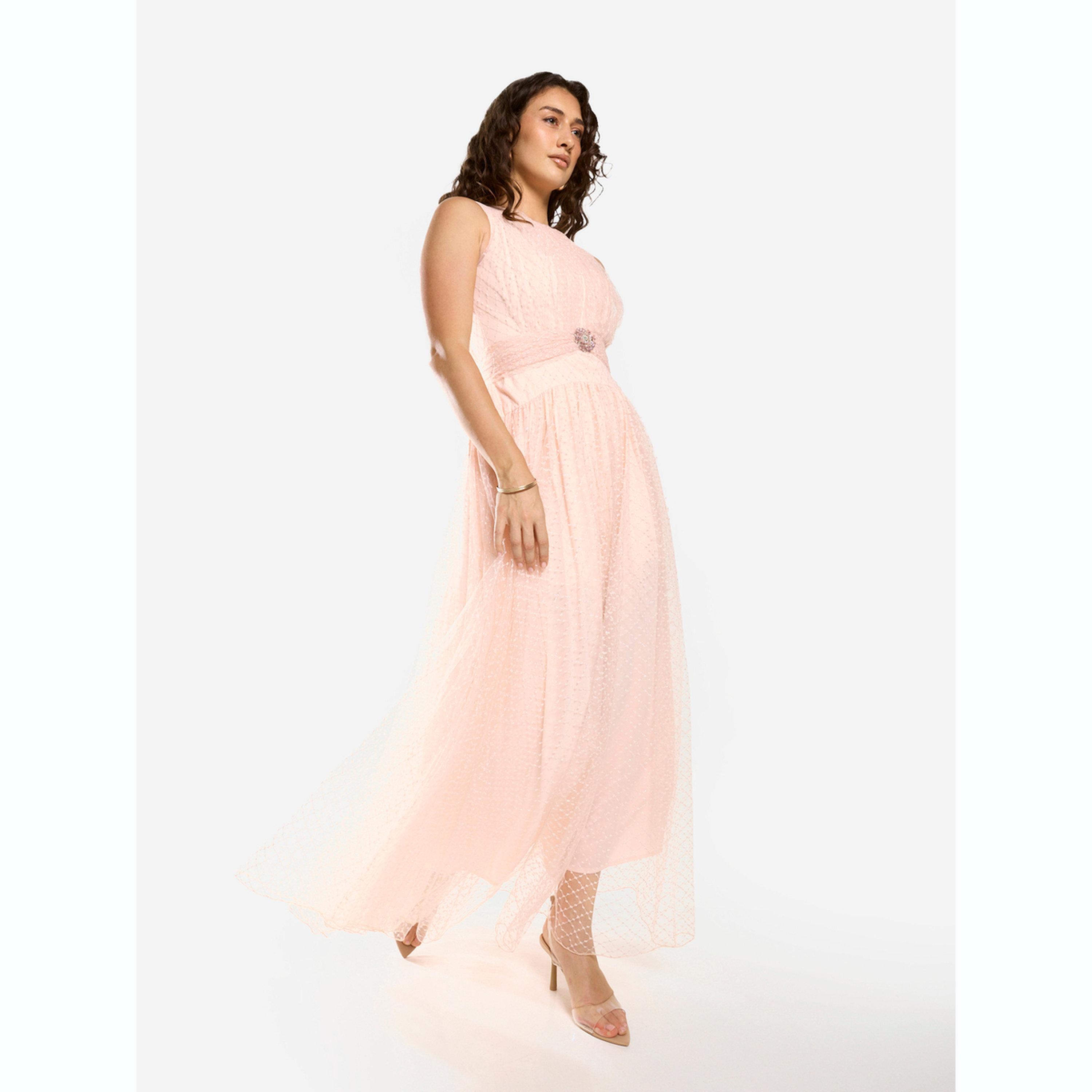 فستان طويل بطبقة علوية وكسرات-women-clothing-dresses-image-2