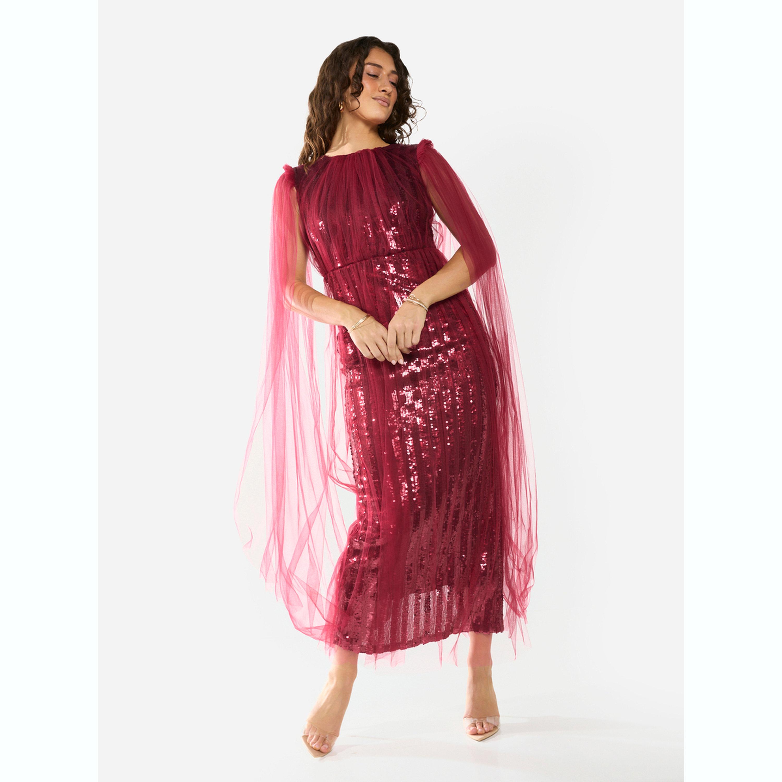 فستان سهرة طويل مزين بطبقة وتفاصيل ترتر-women-clothing-dresses-image-3