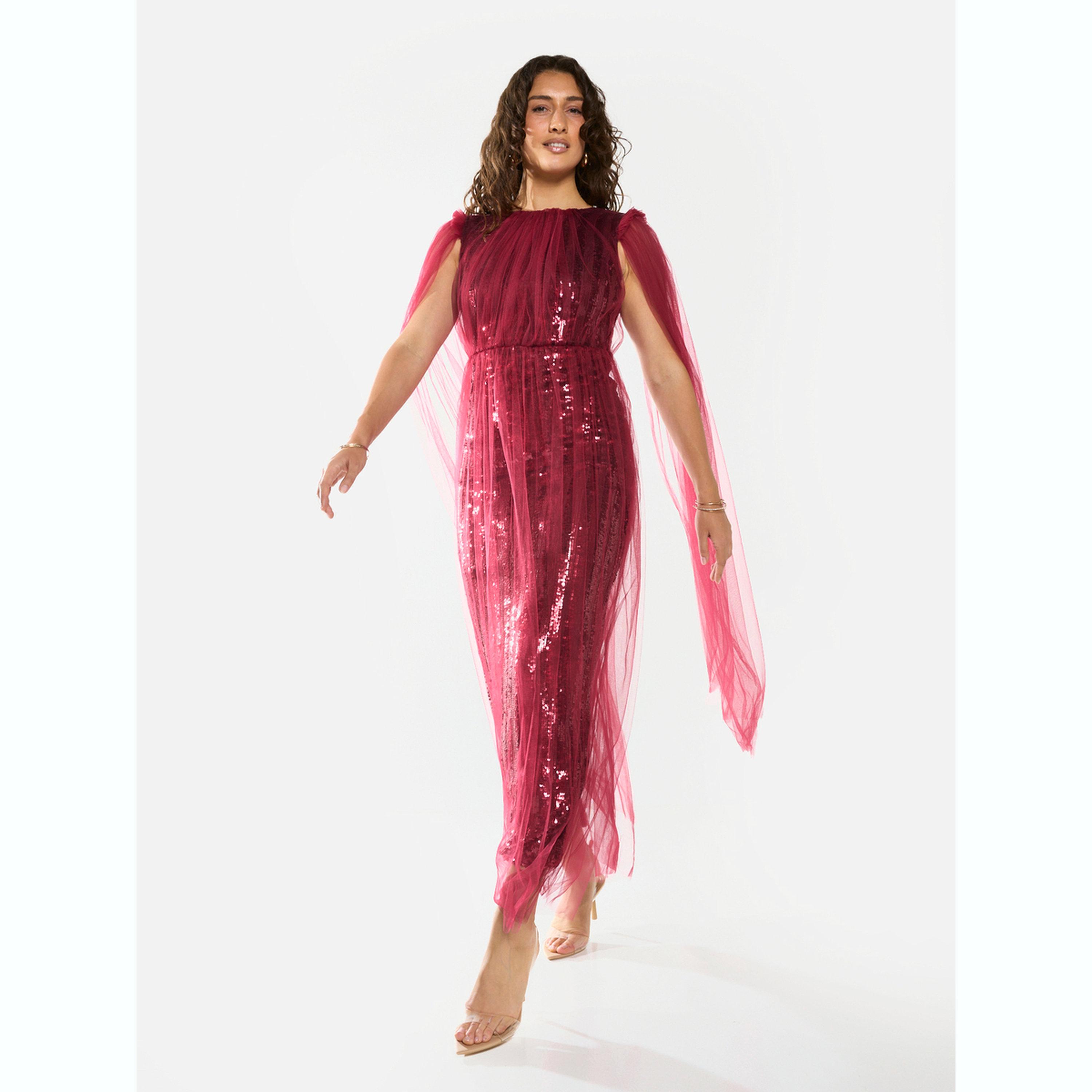 فستان سهرة طويل مزين بطبقة وتفاصيل ترتر-women-clothing-dresses-image-4