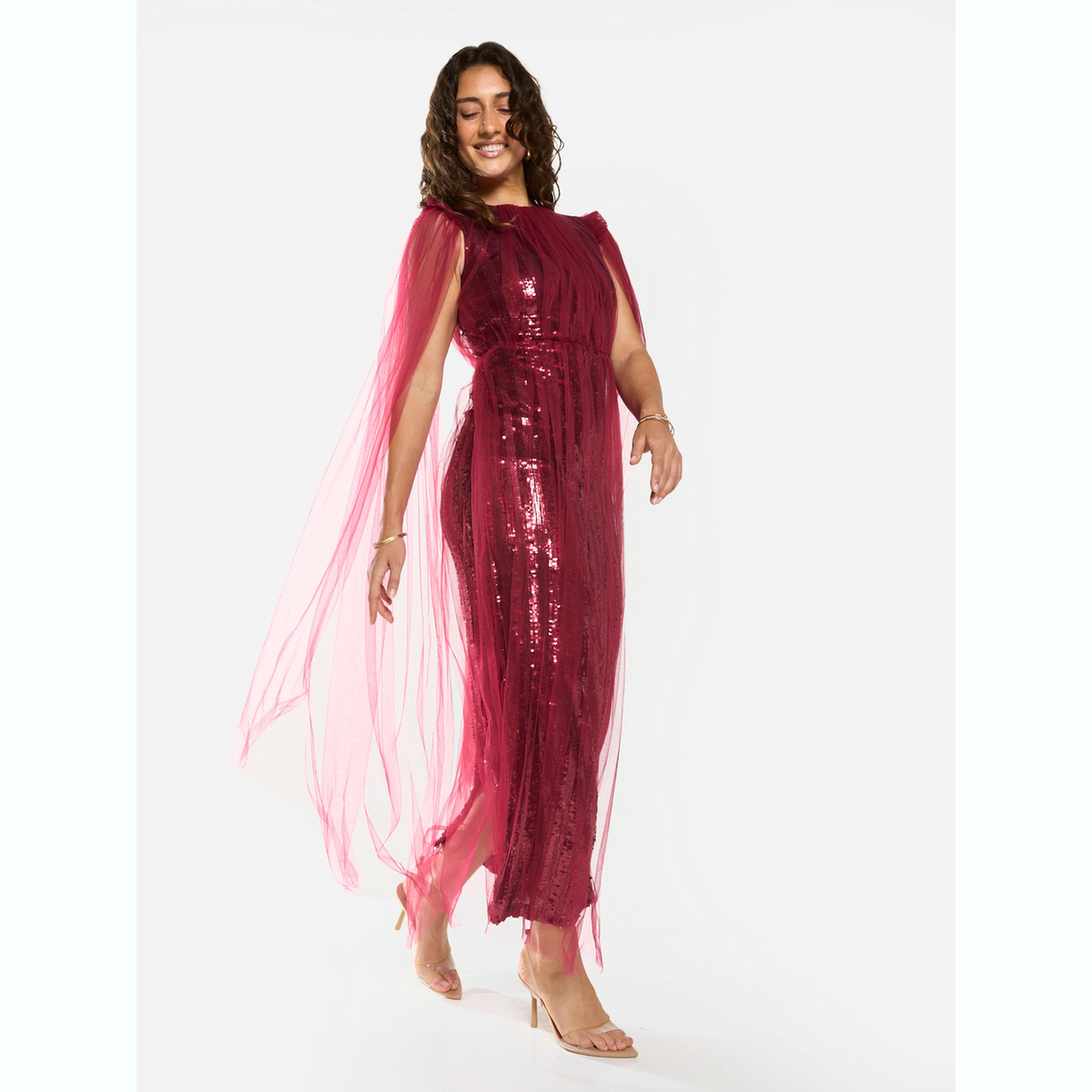 فستان سهرة طويل مزين بطبقة وتفاصيل ترتر-women-clothing-dresses-image-5