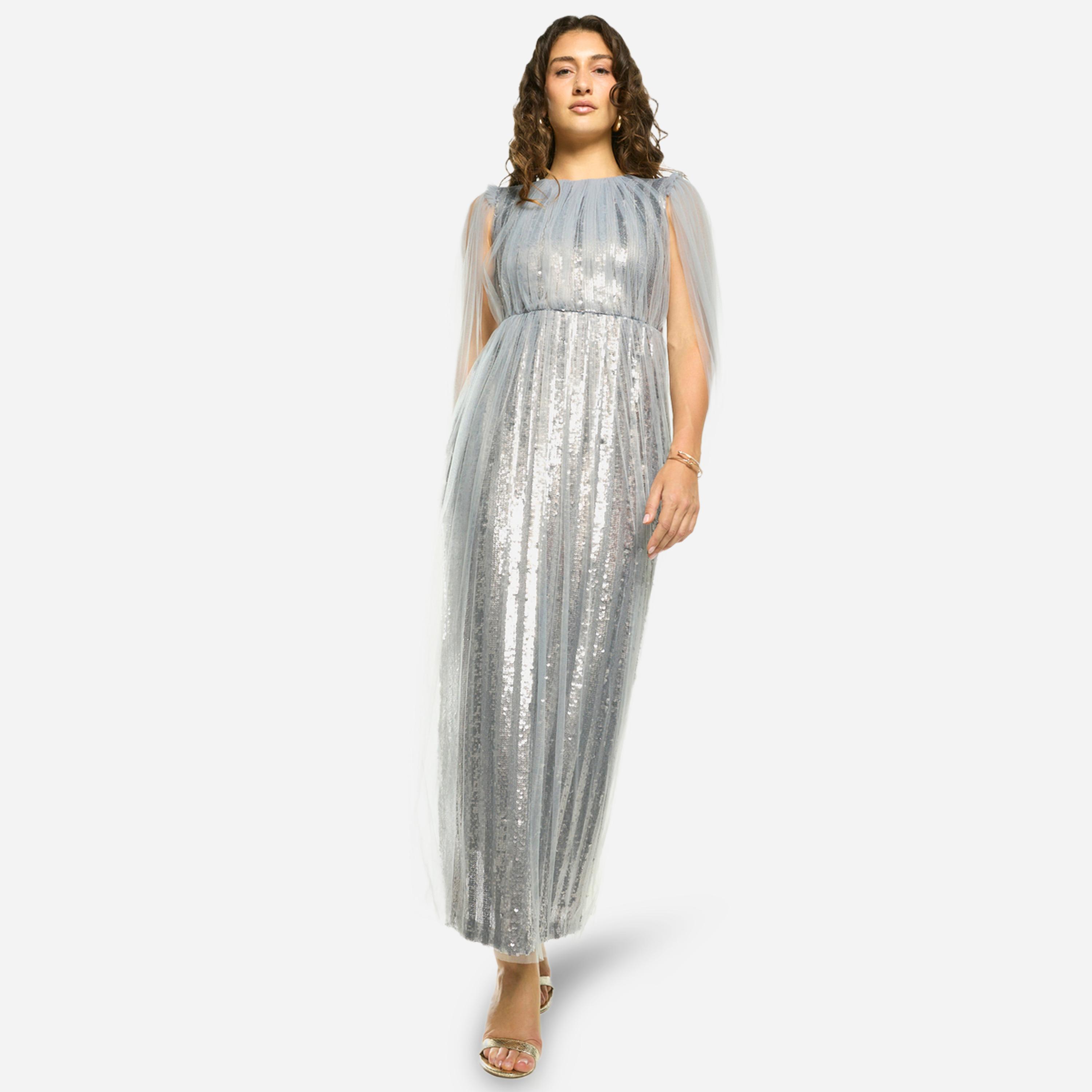 فستان سهرة طويل مزين بطبقة وتفاصيل ترتر-women-clothing-dresses-image-1