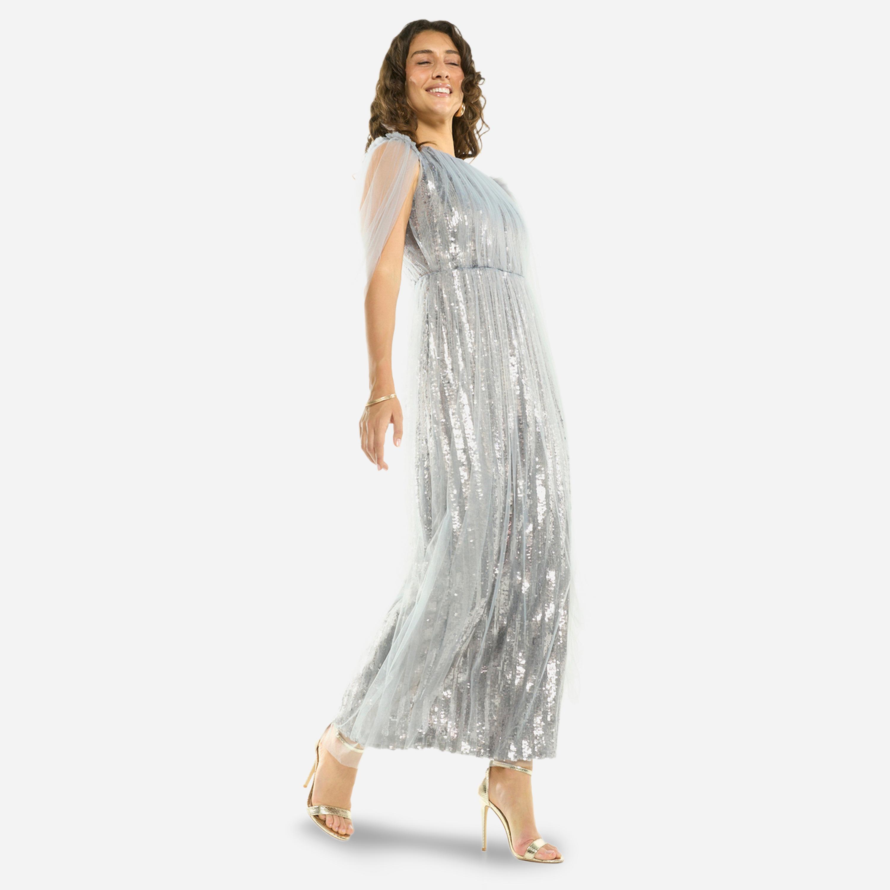 فستان سهرة طويل مزين بطبقة وتفاصيل ترتر-women-clothing-dresses-image-3