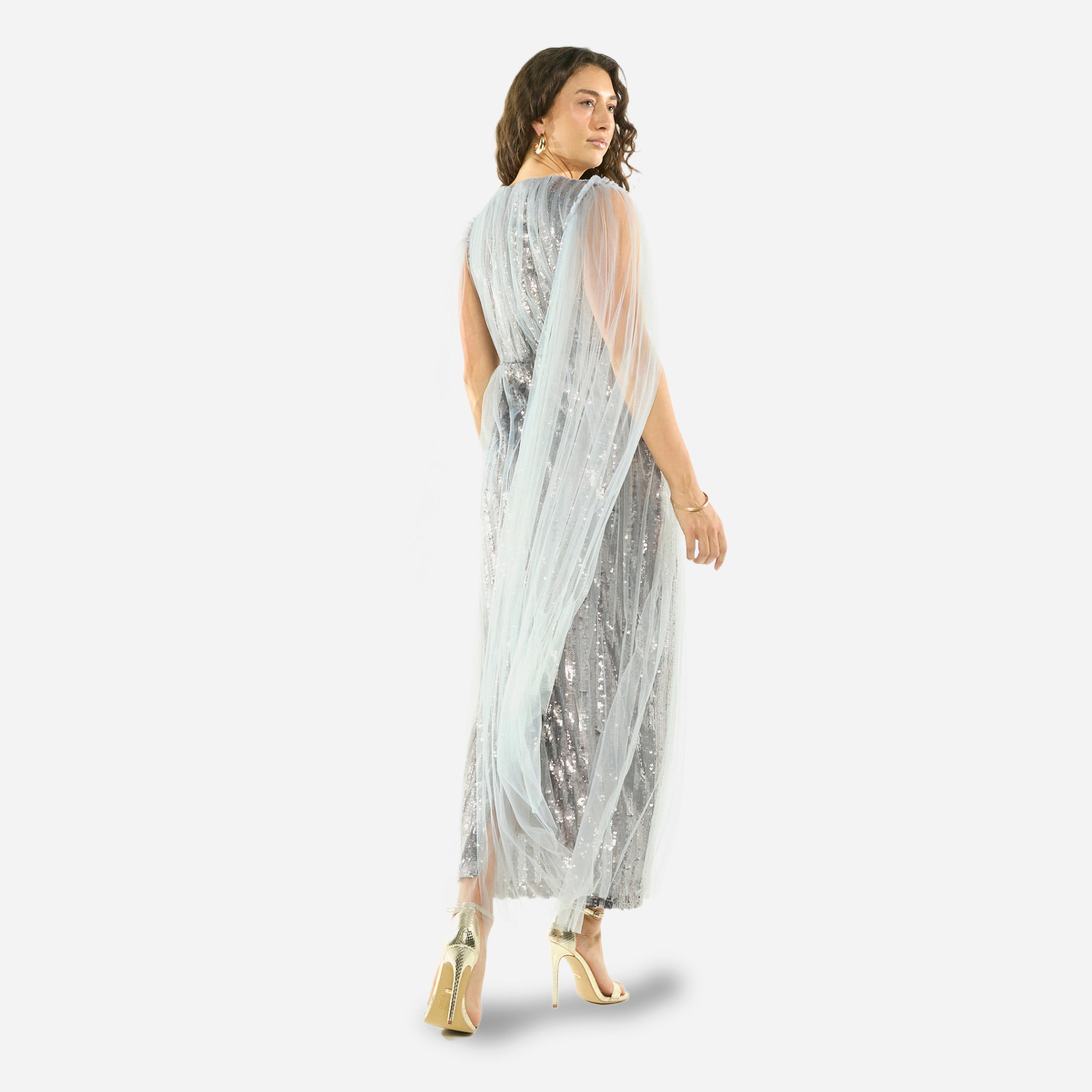 فستان سهرة طويل مزين بطبقة وتفاصيل ترتر-women-clothing-dresses-image-5