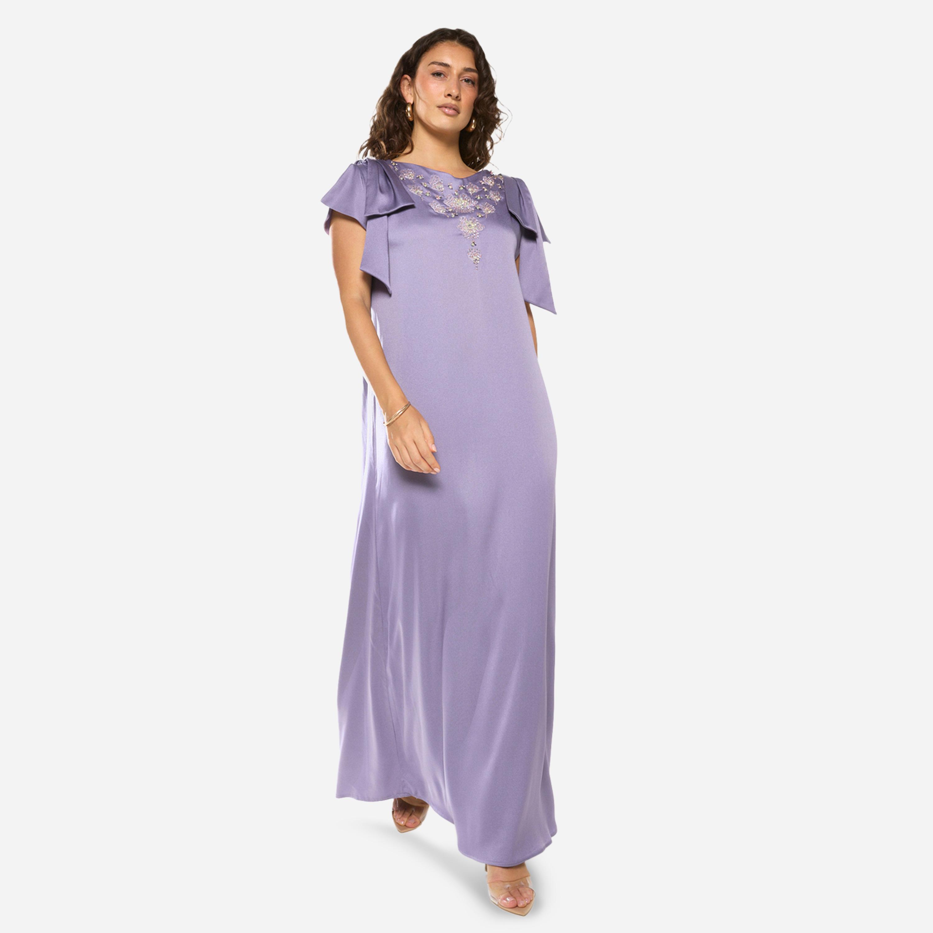 House of Moda X Styli Embellished Yoke Frill Sleeve Maxi Dress-women-clothing-dresses-image-2