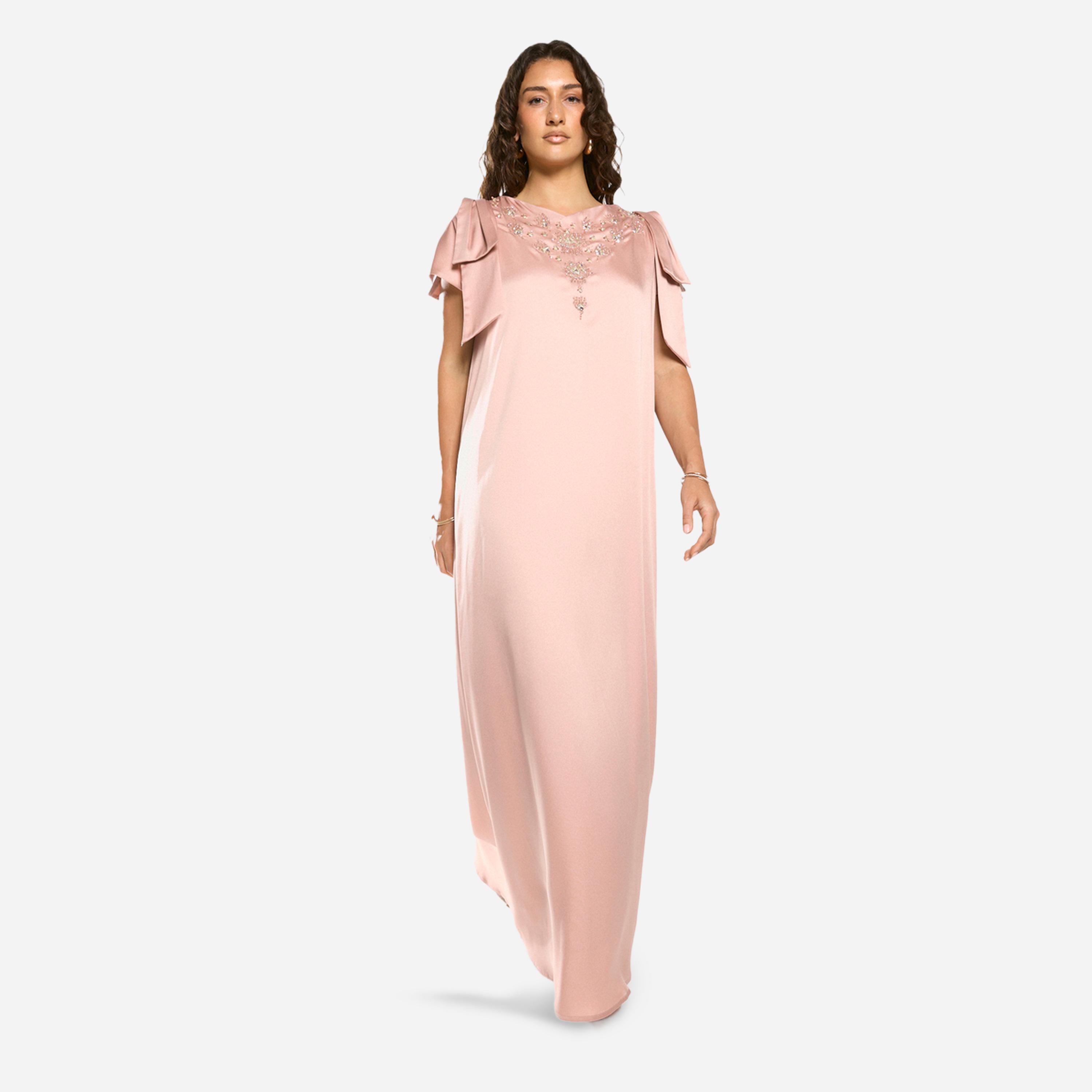 فستان طويل بأكمام مكشكشة وقصة صدر مزينة-women-clothing-dresses-image-1