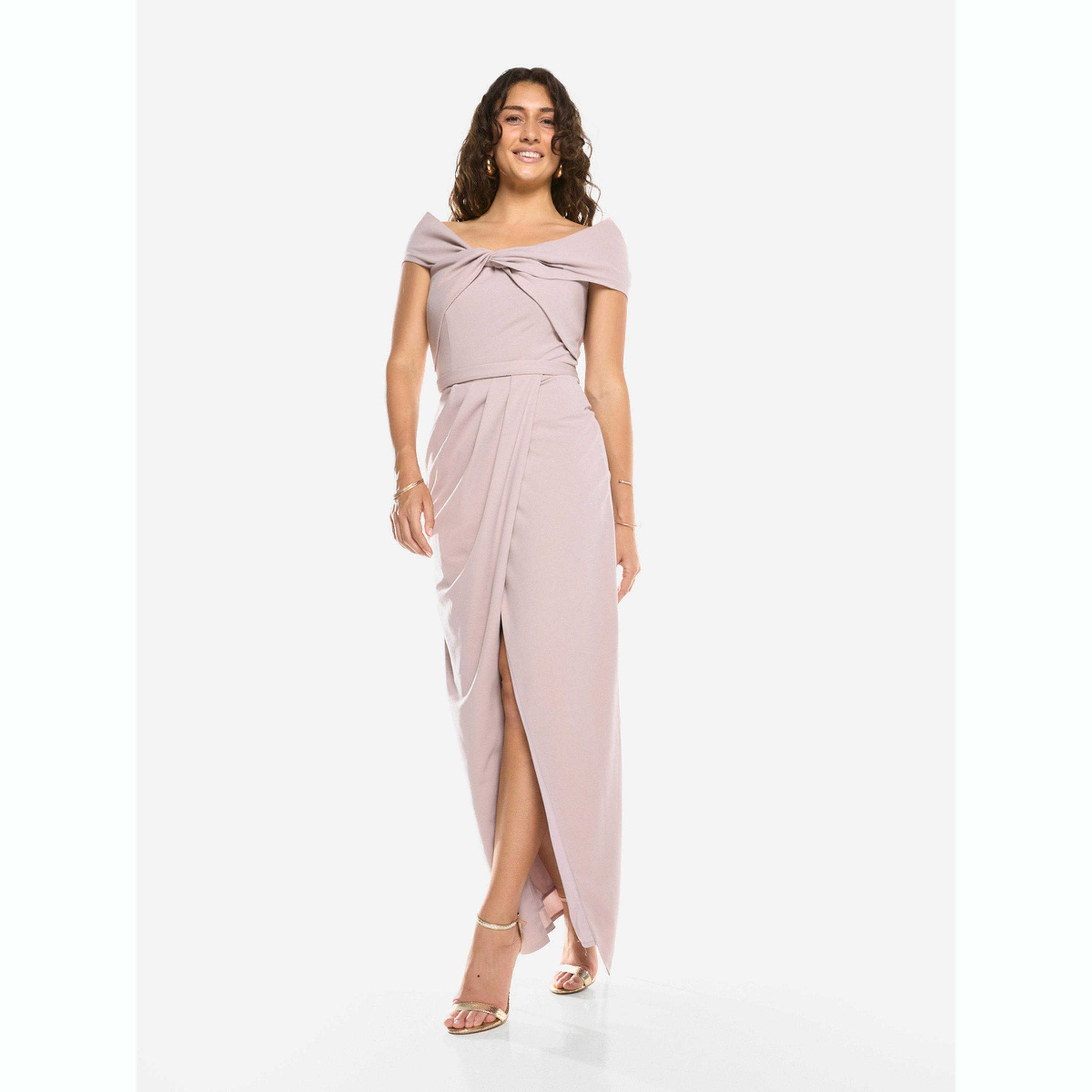 فستان طويل بنمط لف ومنسدل مع ياقة بطية-women-clothing-dresses-image-1
