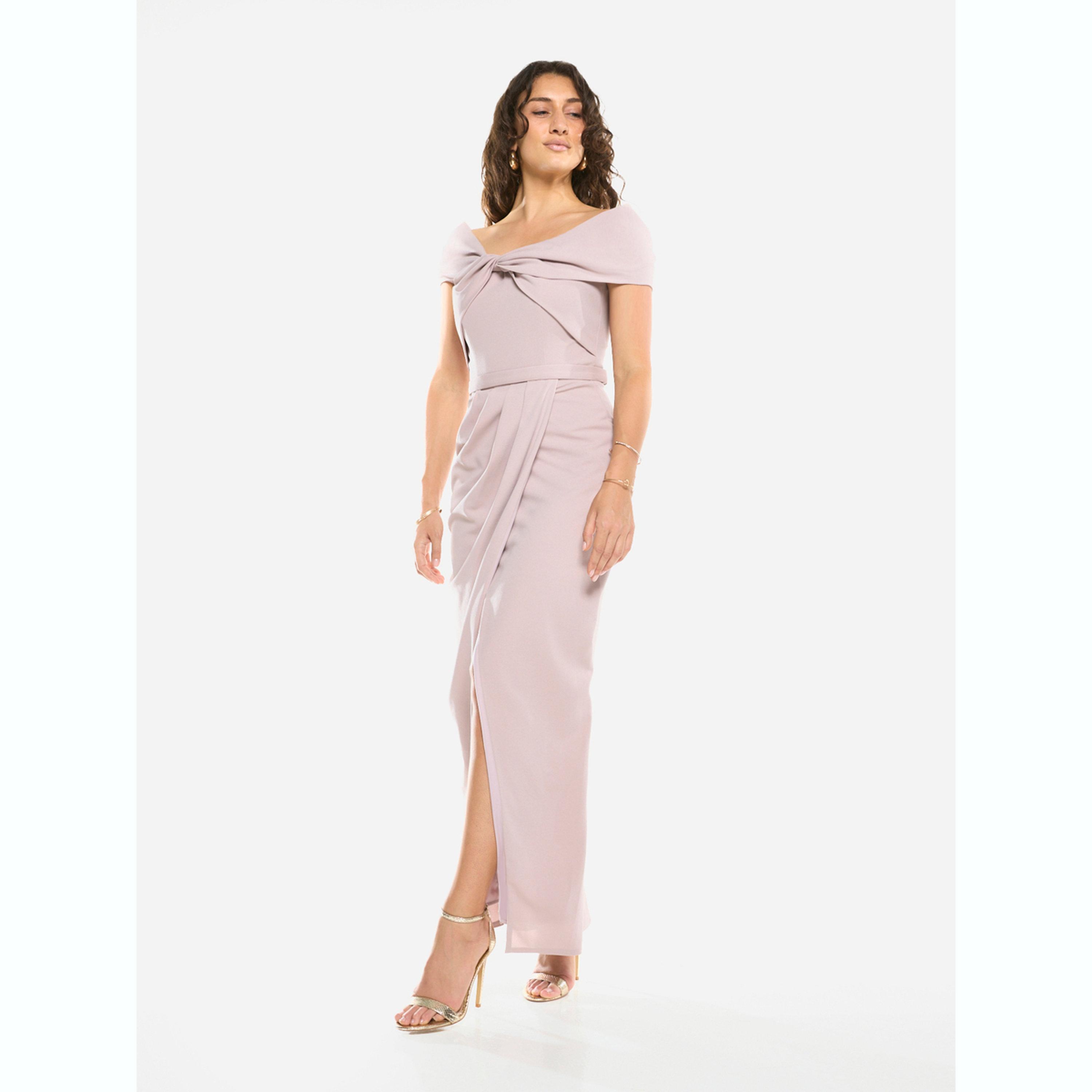 فستان طويل بنمط لف ومنسدل مع ياقة بطية-women-clothing-dresses-image-2
