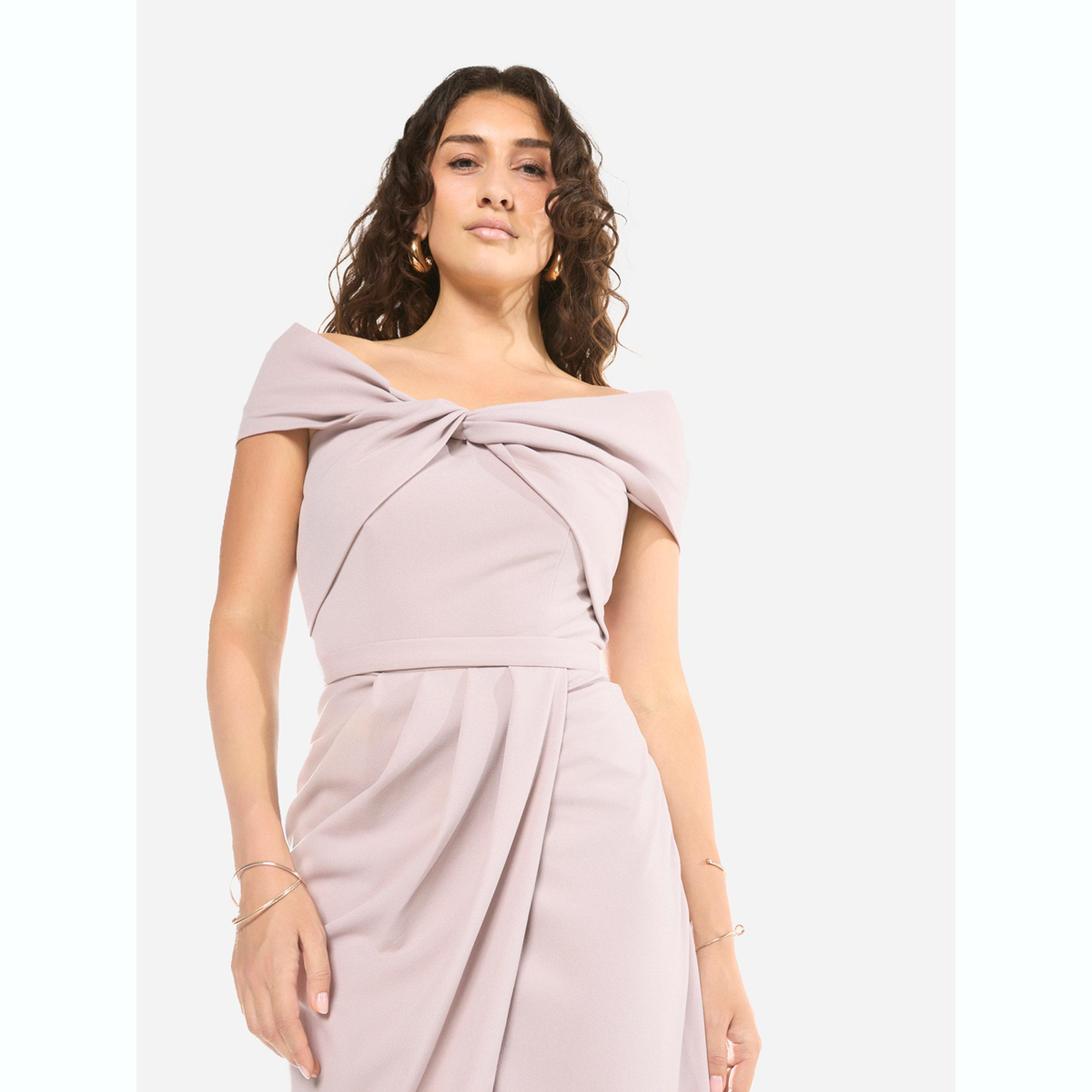 فستان طويل بنمط لف ومنسدل مع ياقة بطية-women-clothing-dresses-image-5
