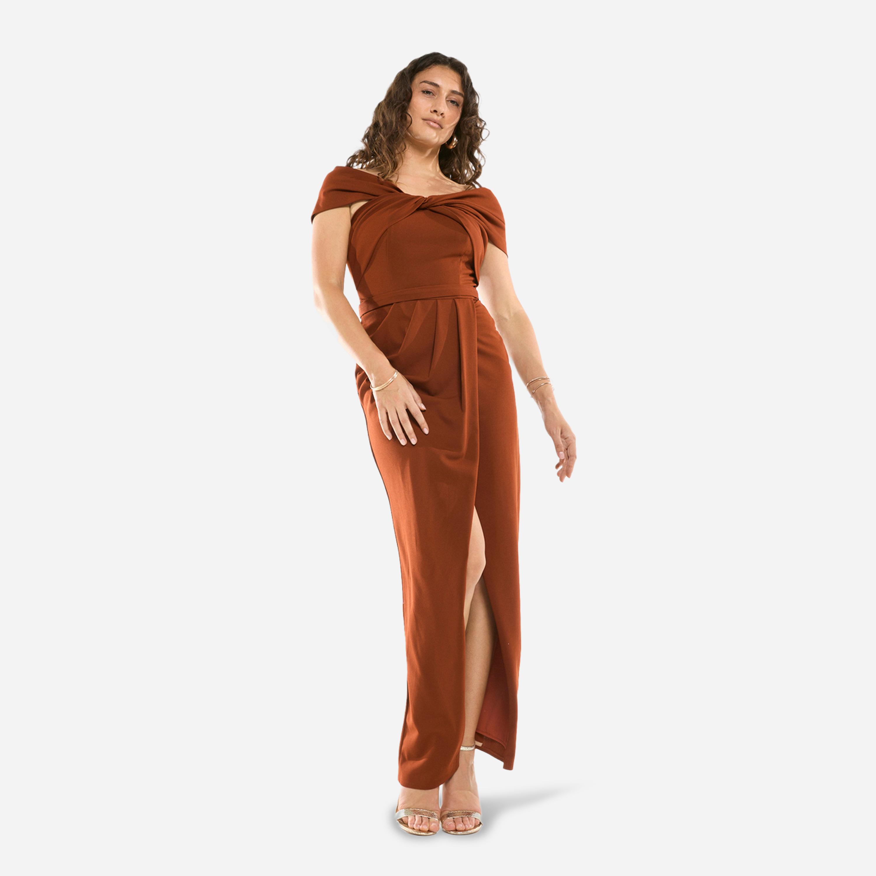 فستان طويل بنمط لف ومنسدل مع ياقة بطية-women-clothing-dresses-image-2