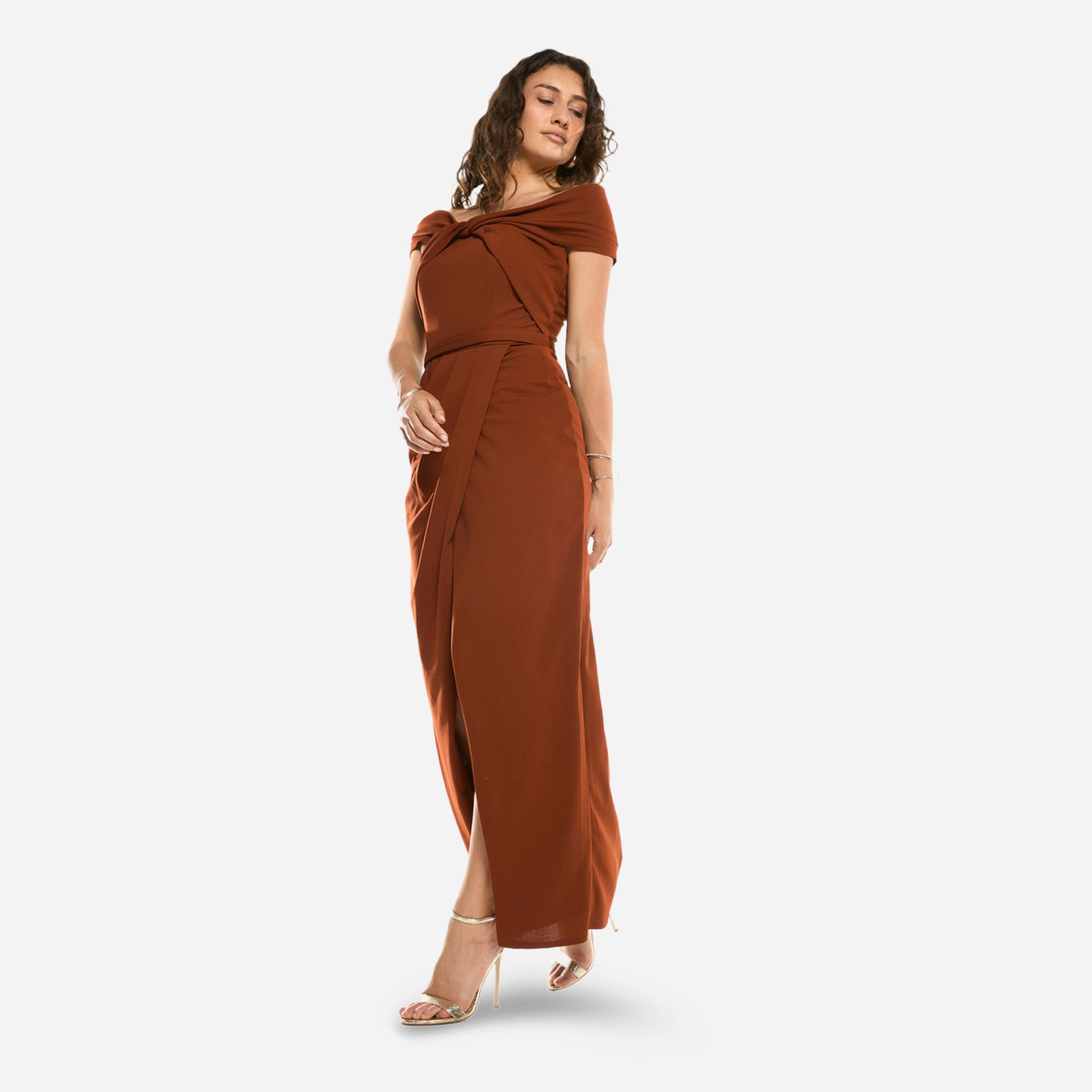 House of Moda X Styli Folded Collar Draped Wrap Gown Maxi Dress-women-clothing-dresses-image-4