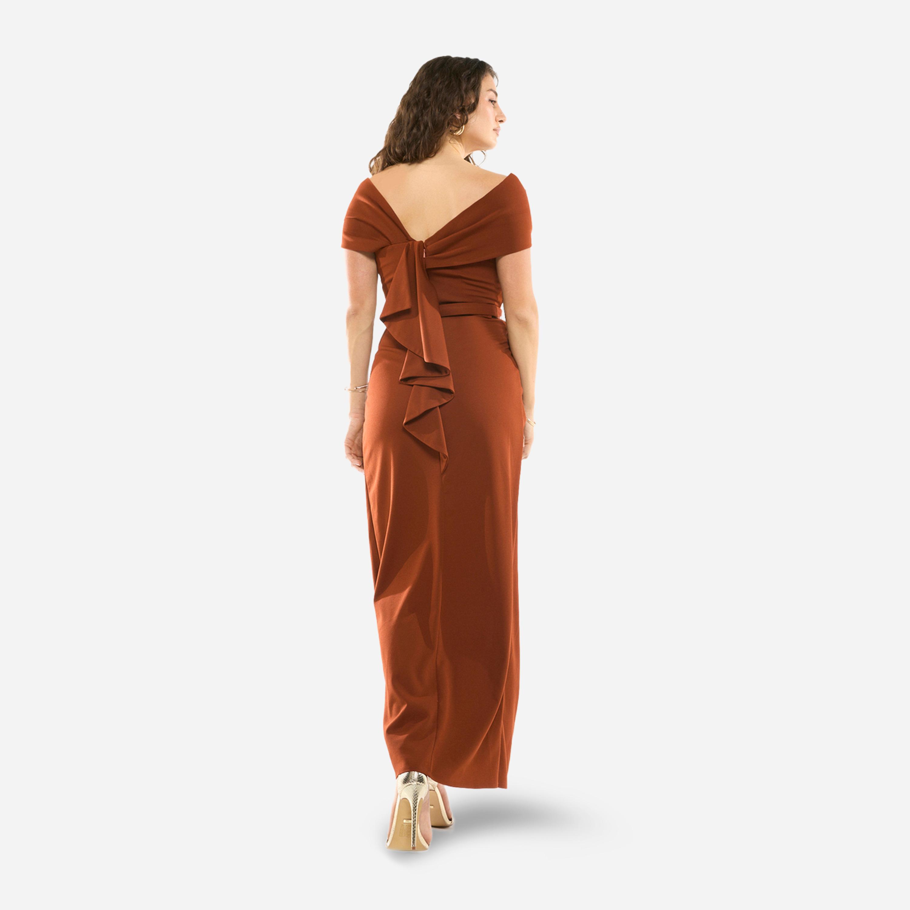 فستان طويل بنمط لف ومنسدل مع ياقة بطية-women-clothing-dresses-image-6