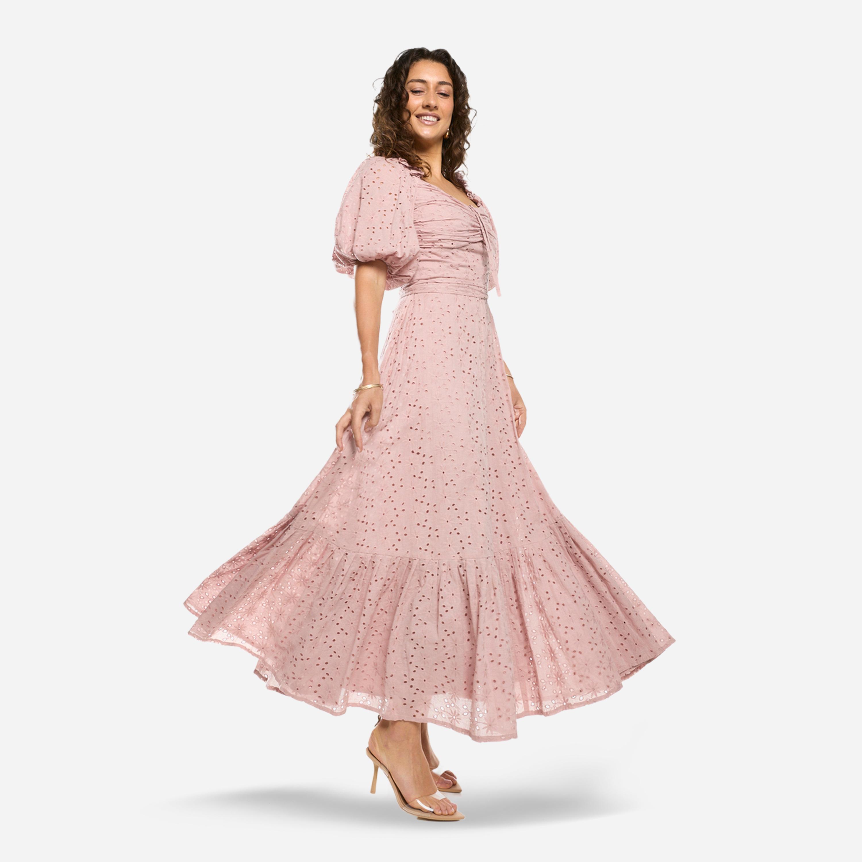 House of Moda X Styli Schiffli Puff Sleeves A-Line Maxi Dress-women-clothing-dresses-image-4