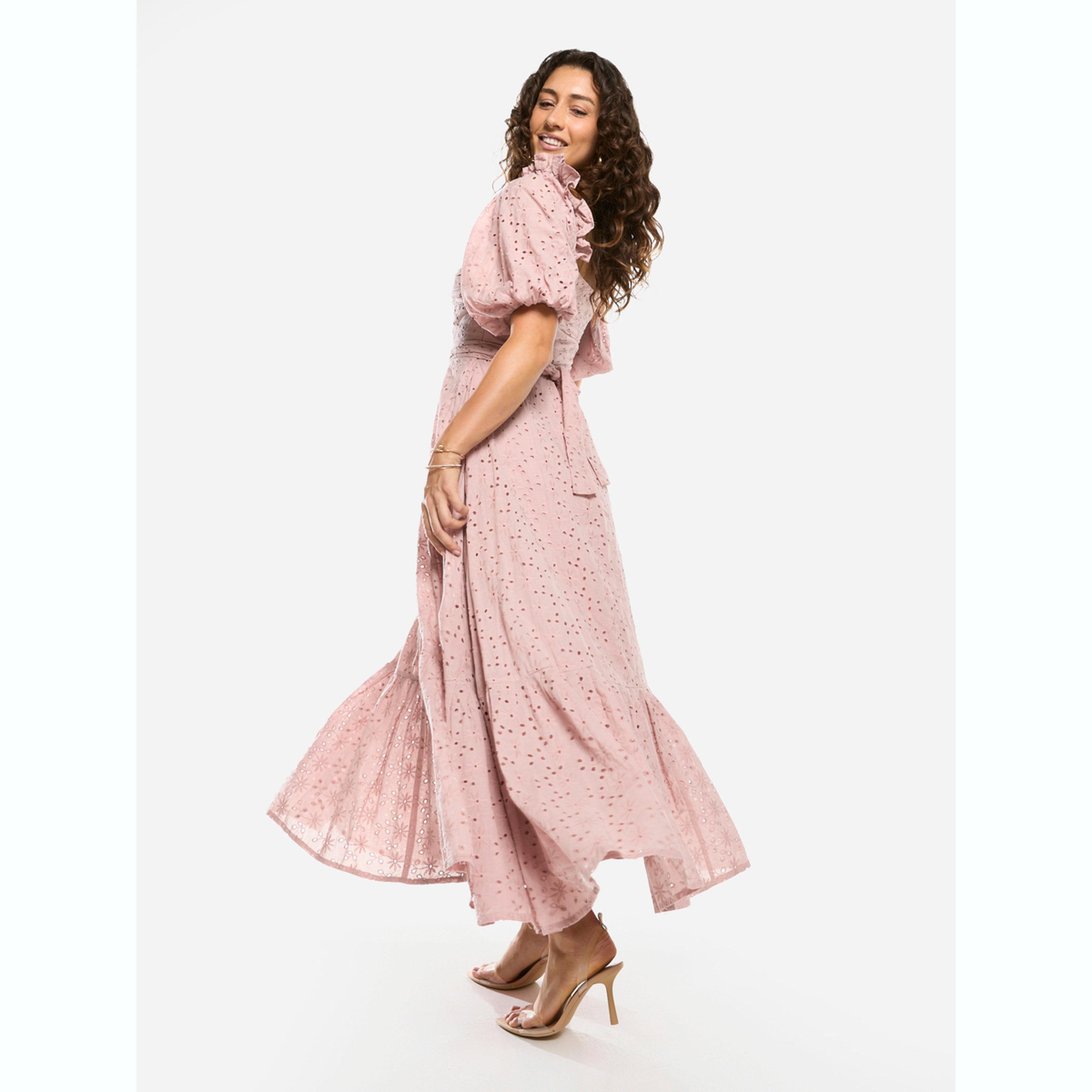House of Moda X Styli Schiffli Puff Sleeves A-Line Maxi Dress-women-clothing-dresses-image-5
