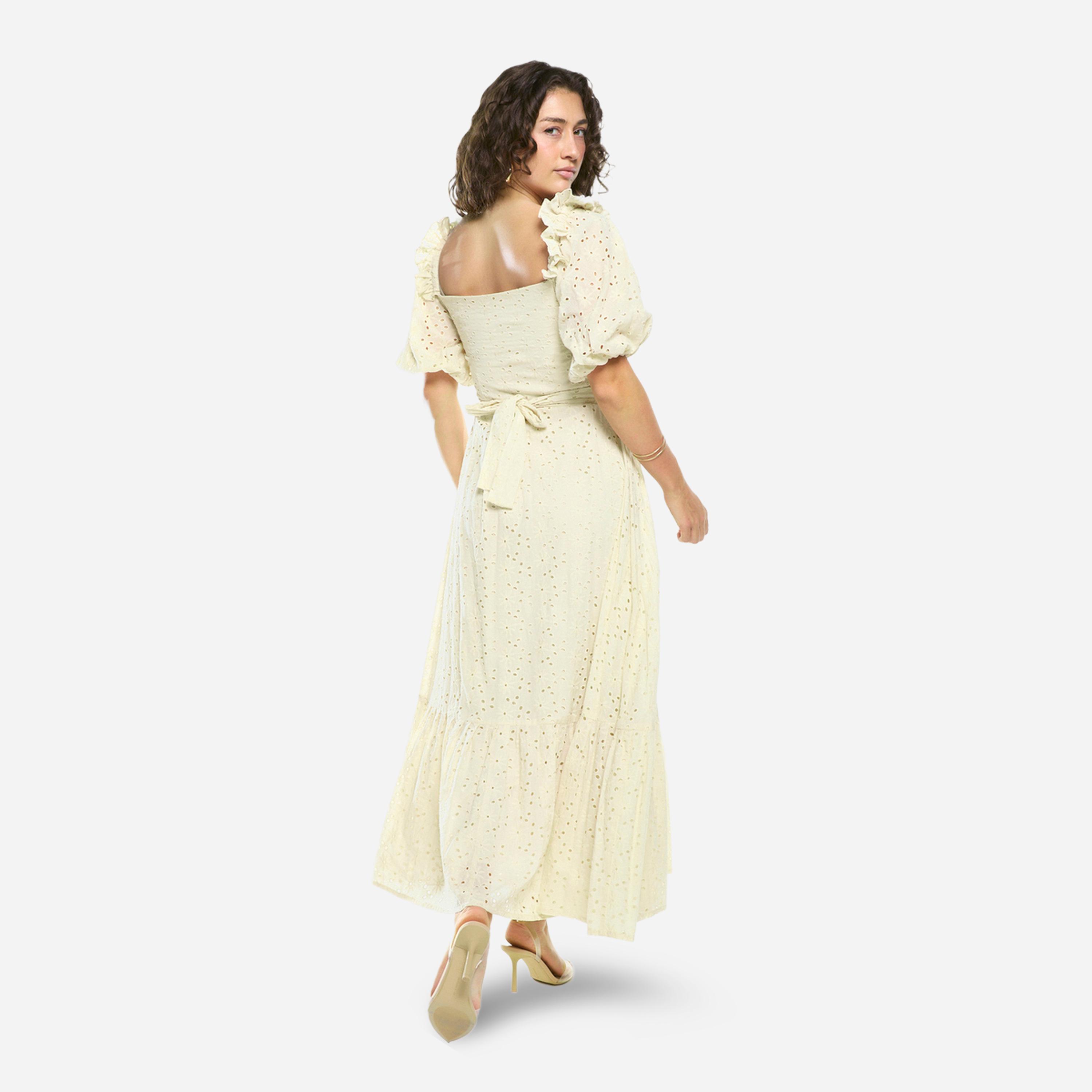 House of Moda X Styli Schiffli Puff Sleeves A-Line Maxi Dress-women-clothing-dresses-image-6