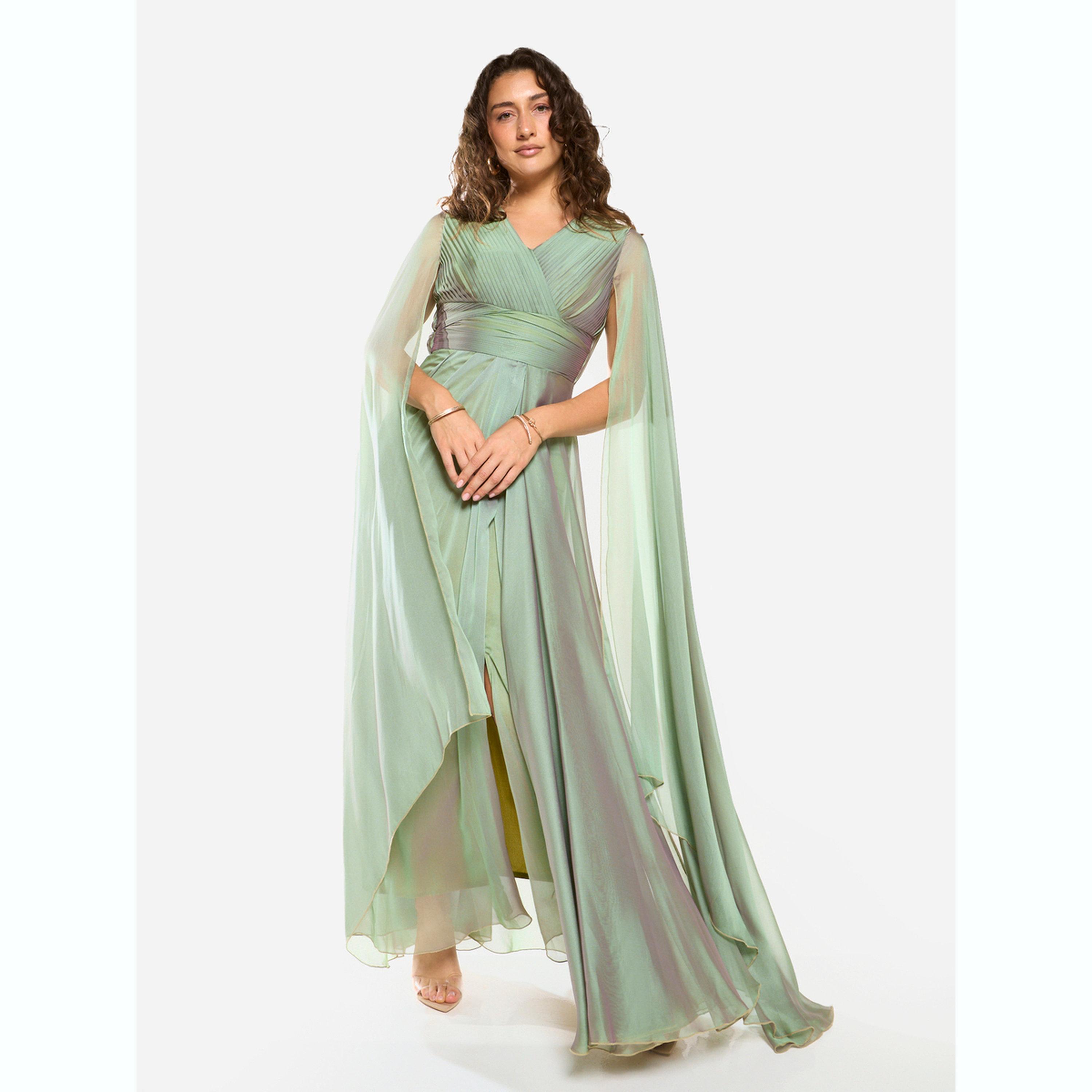 فستان طويل بخصر مجمع وجزء علوي بكسرات-women-clothing-dresses-image-1
