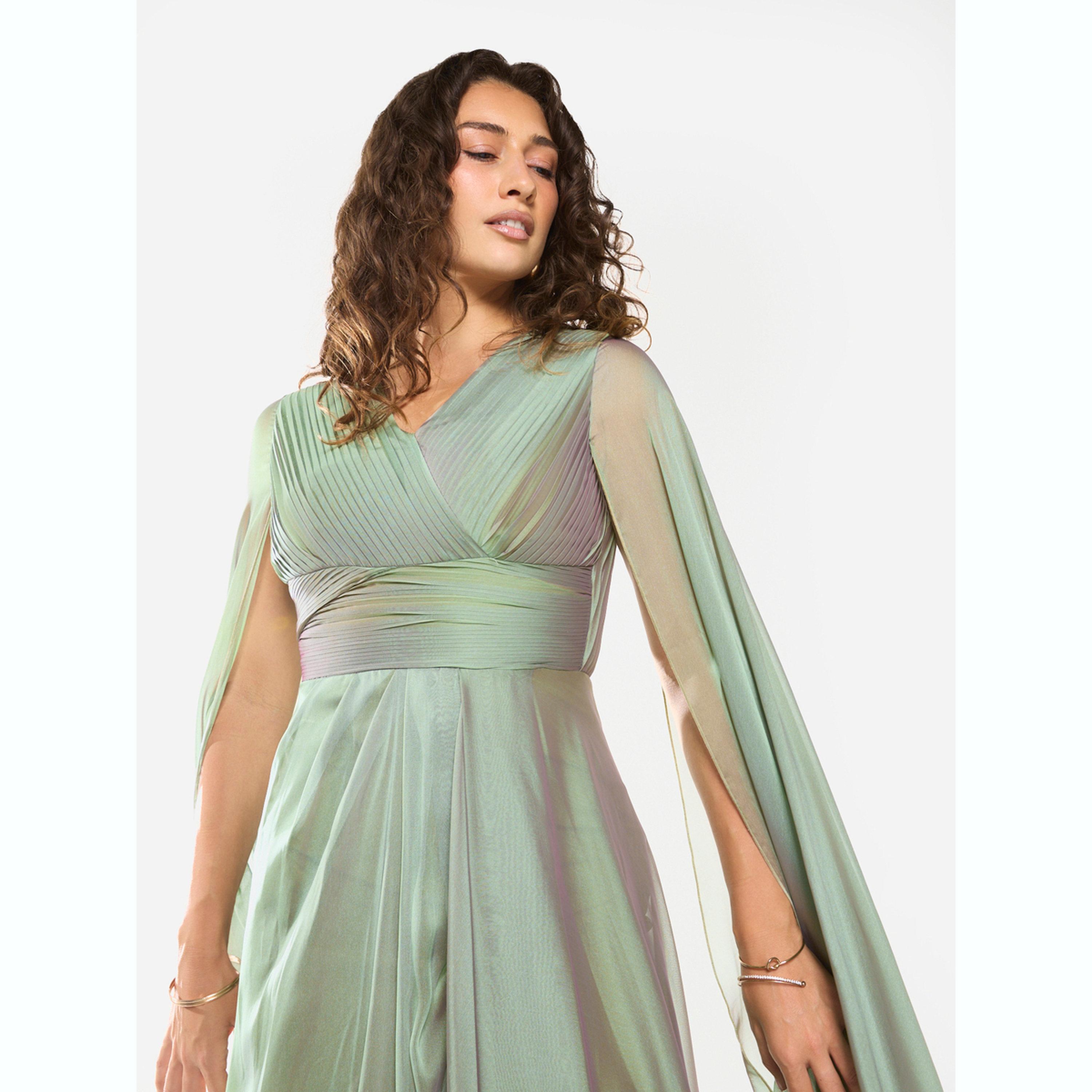 فستان طويل بخصر مجمع وجزء علوي بكسرات-women-clothing-dresses-image-5
