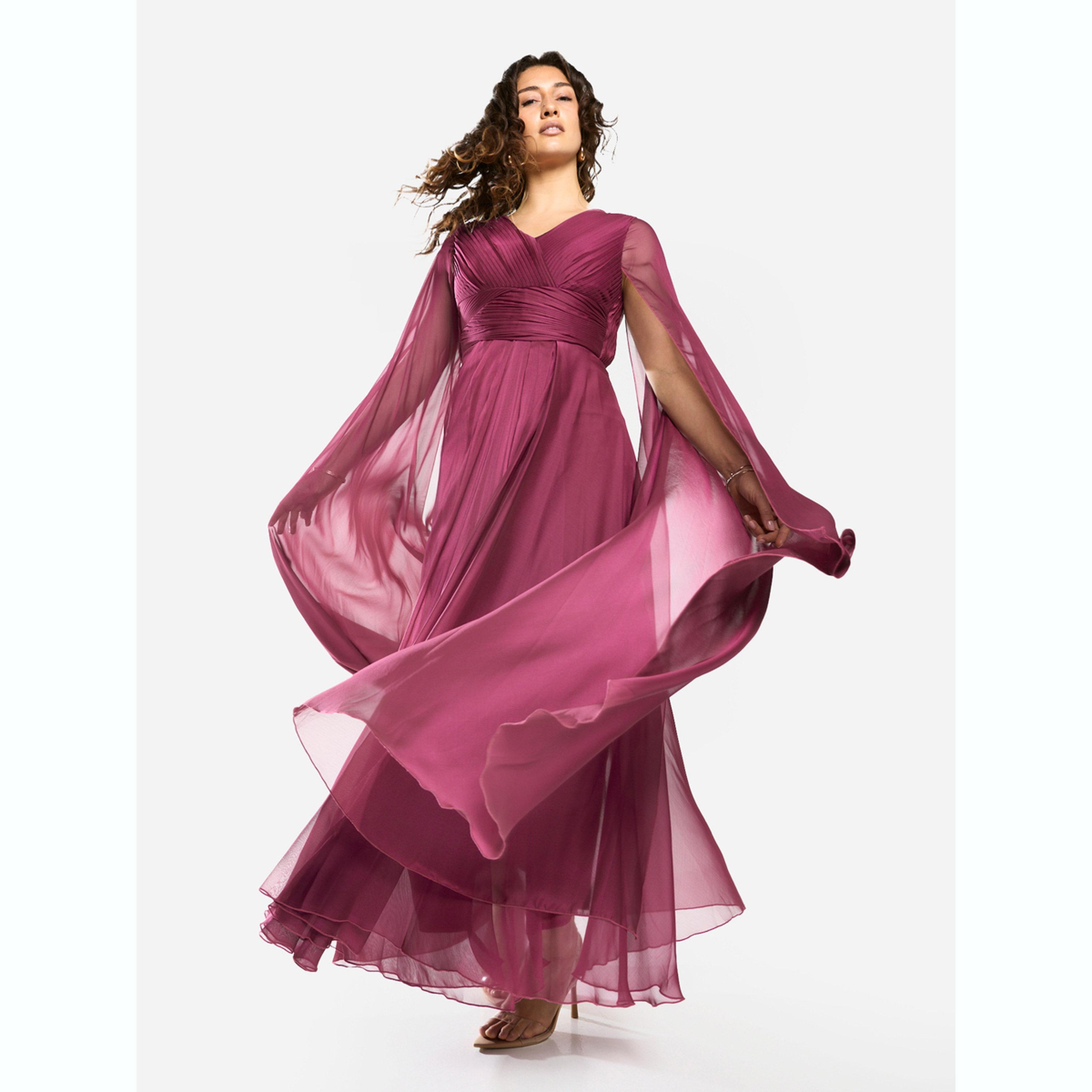 فستان طويل بخصر مجمع وجزء علوي بكسرات-women-clothing-dresses-image-3
