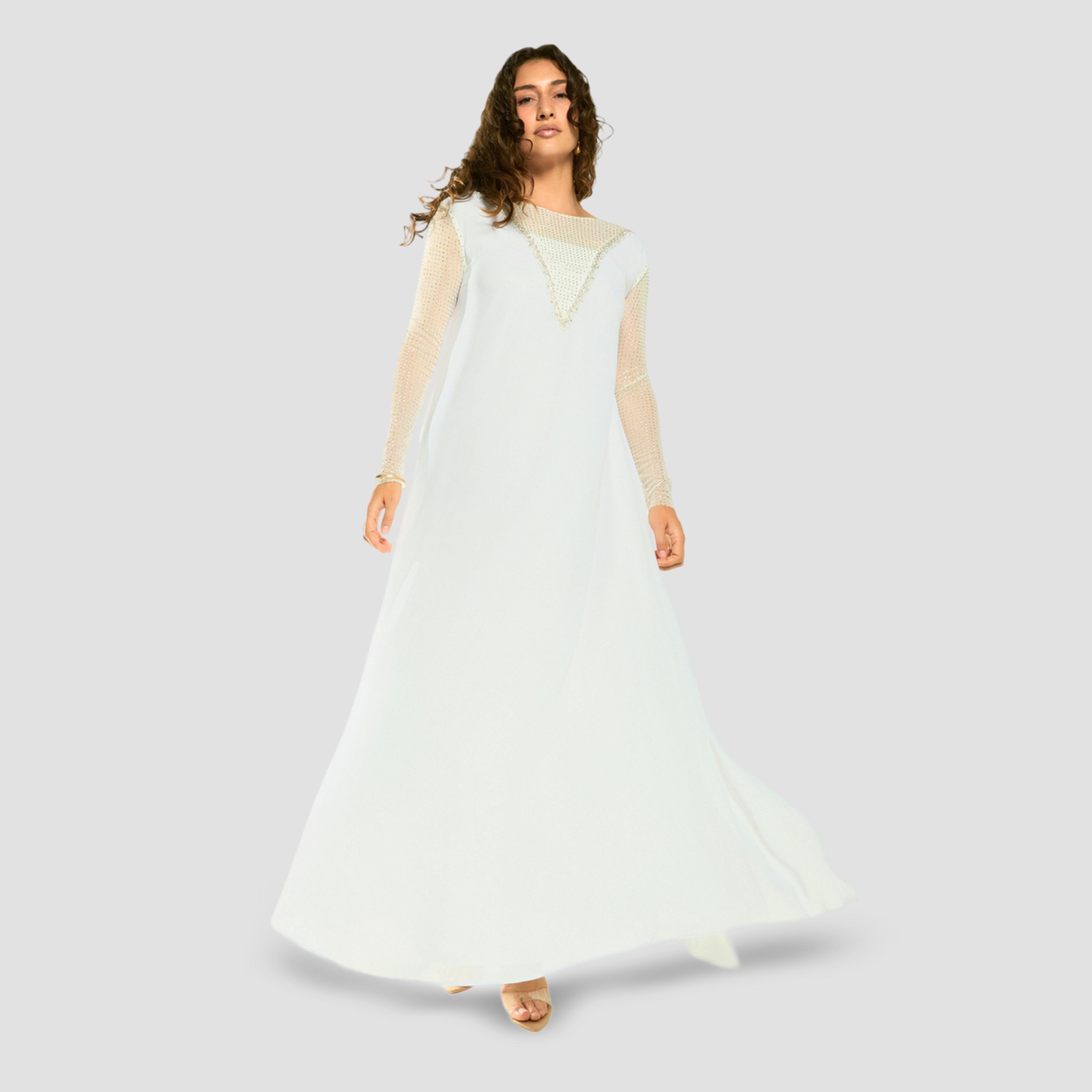 House of Moda X Styli Embellished Chevron Overlay Maxi Dress-women-clothing-dresses-image-1