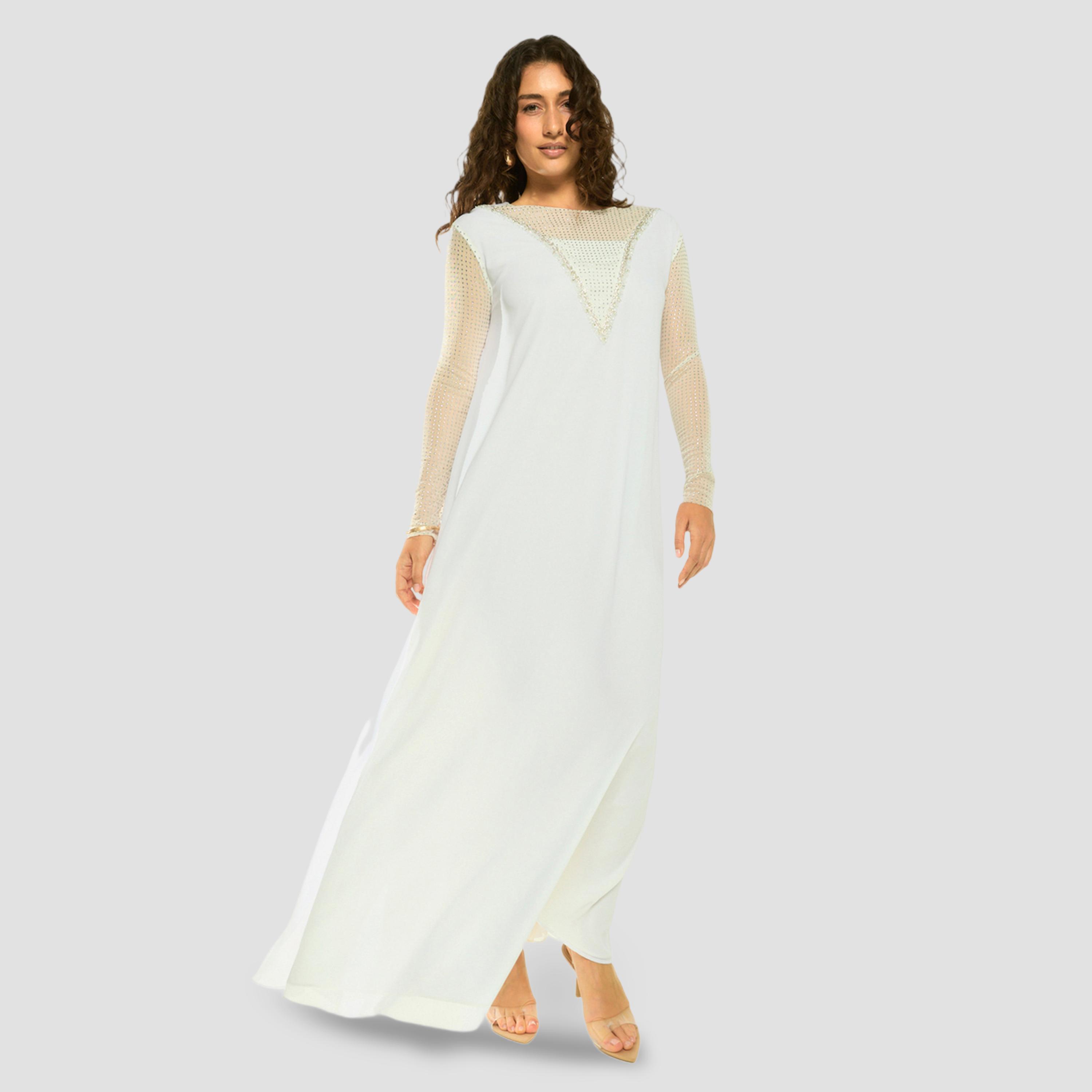 فستان طويل بطبقة مزينة بنمط شفرون-women-clothing-dresses-image-3