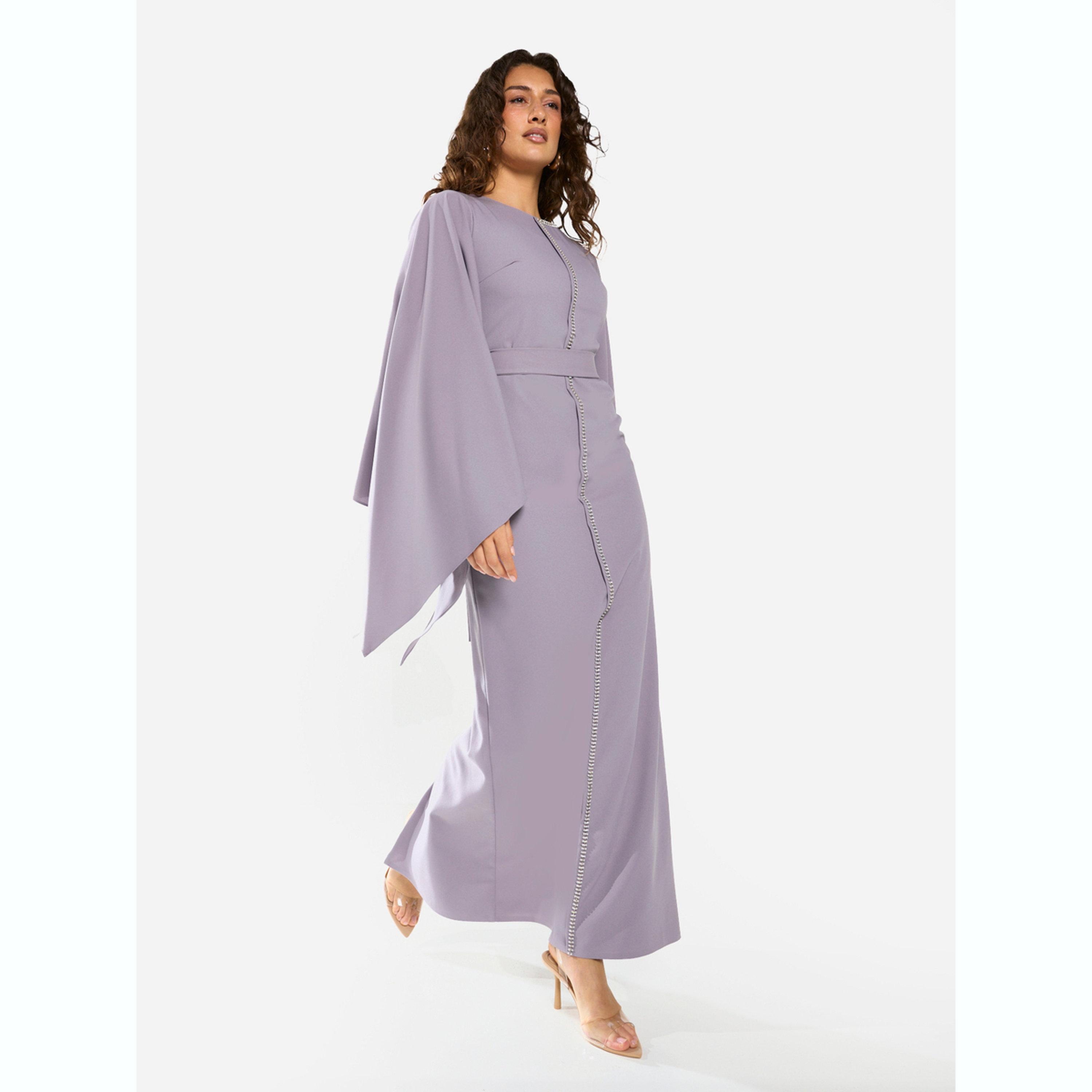 House of Moda X Styli Slit Cape Sleeve Tie-Belt Maxi Dress-women-clothing-dresses-image-3