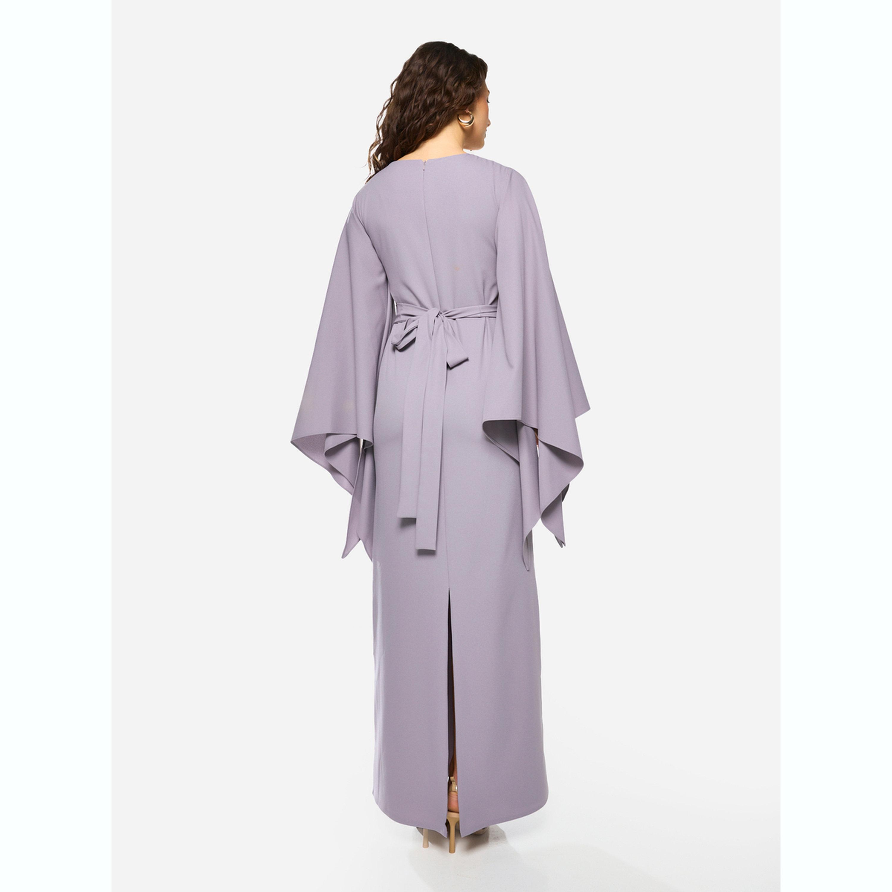House of Moda X Styli Slit Cape Sleeve Tie-Belt Maxi Dress-women-clothing-dresses-image-4
