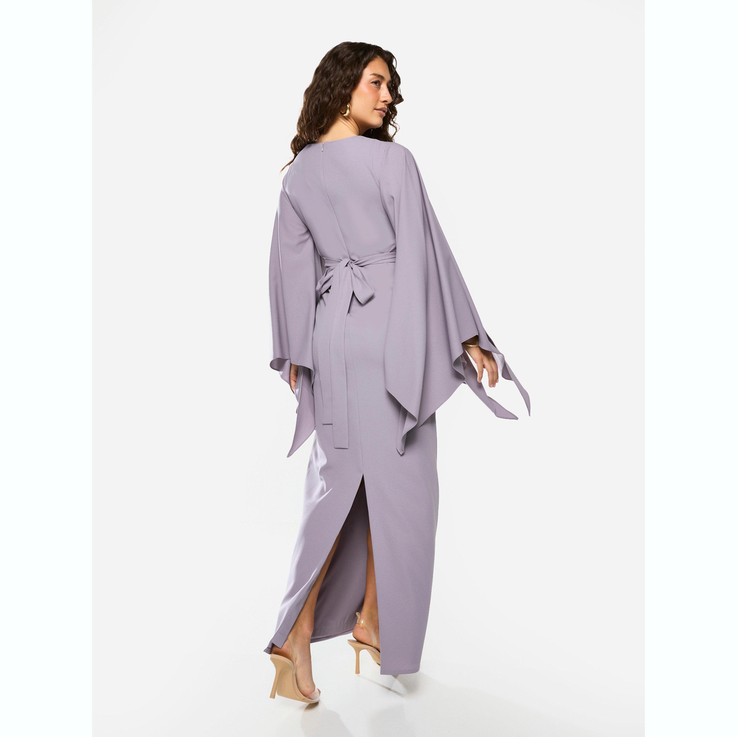 House of Moda X Styli Slit Cape Sleeve Tie-Belt Maxi Dress-women-clothing-dresses-image-5