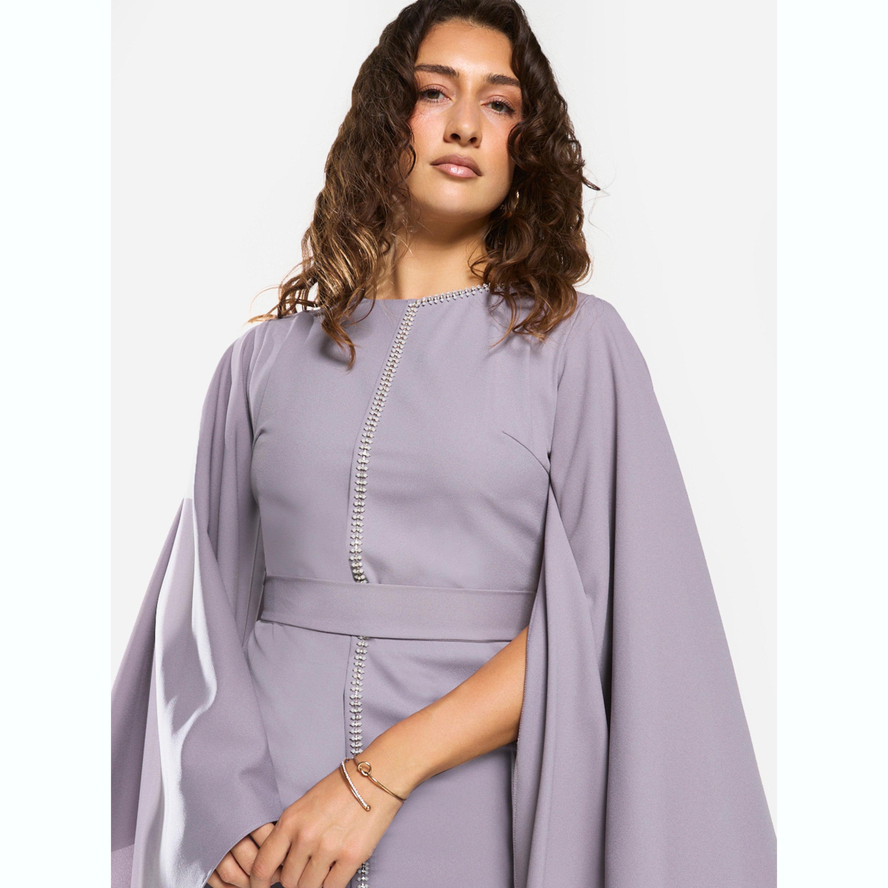 House of Moda X Styli Slit Cape Sleeve Tie-Belt Maxi Dress-women-clothing-dresses-image-6