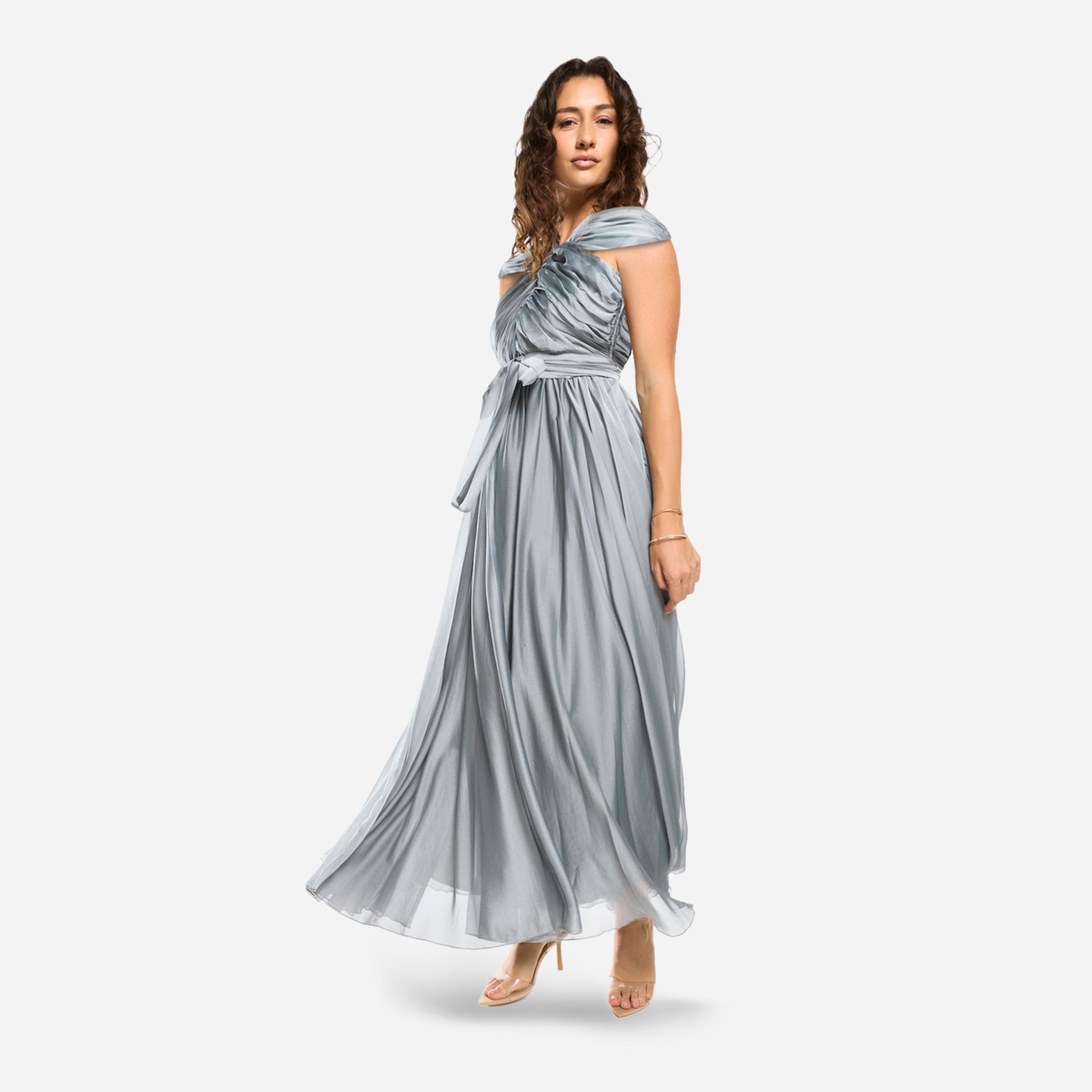 فستان طويل بقصة واسعة بالكامل وجزء علوي مُجسم-women-clothing-dresses-image-2