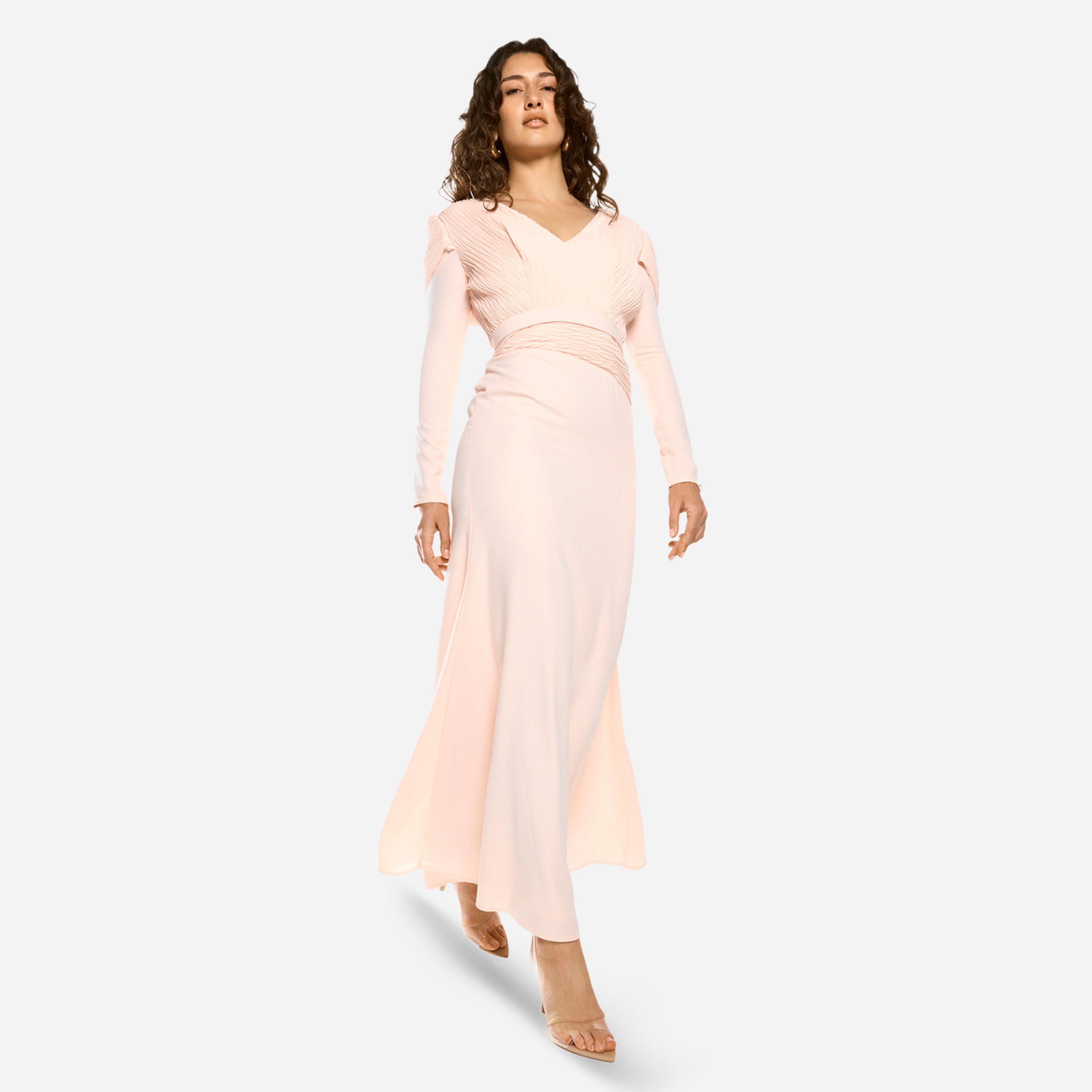 فستان طويل منسدل بتفاصيل بارزة الملمس-women-clothing-dresses-image-2