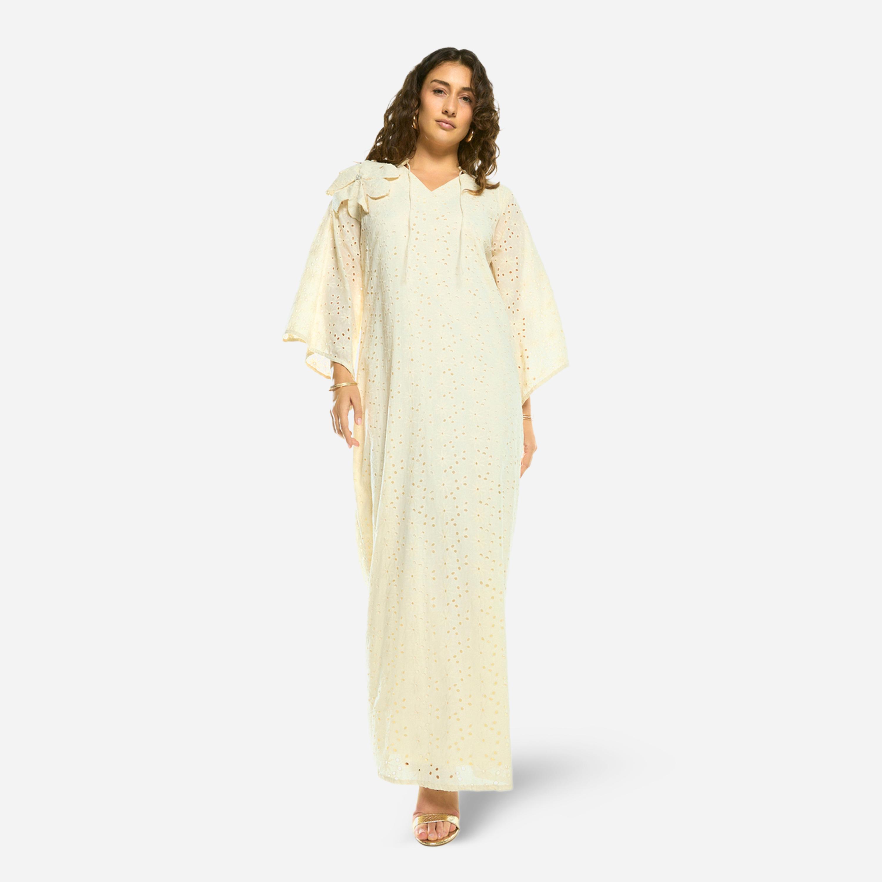 House of Moda X Styli Bow Detail Lace Cut-Out Maxi Dress-women-clothing-dresses-image-1