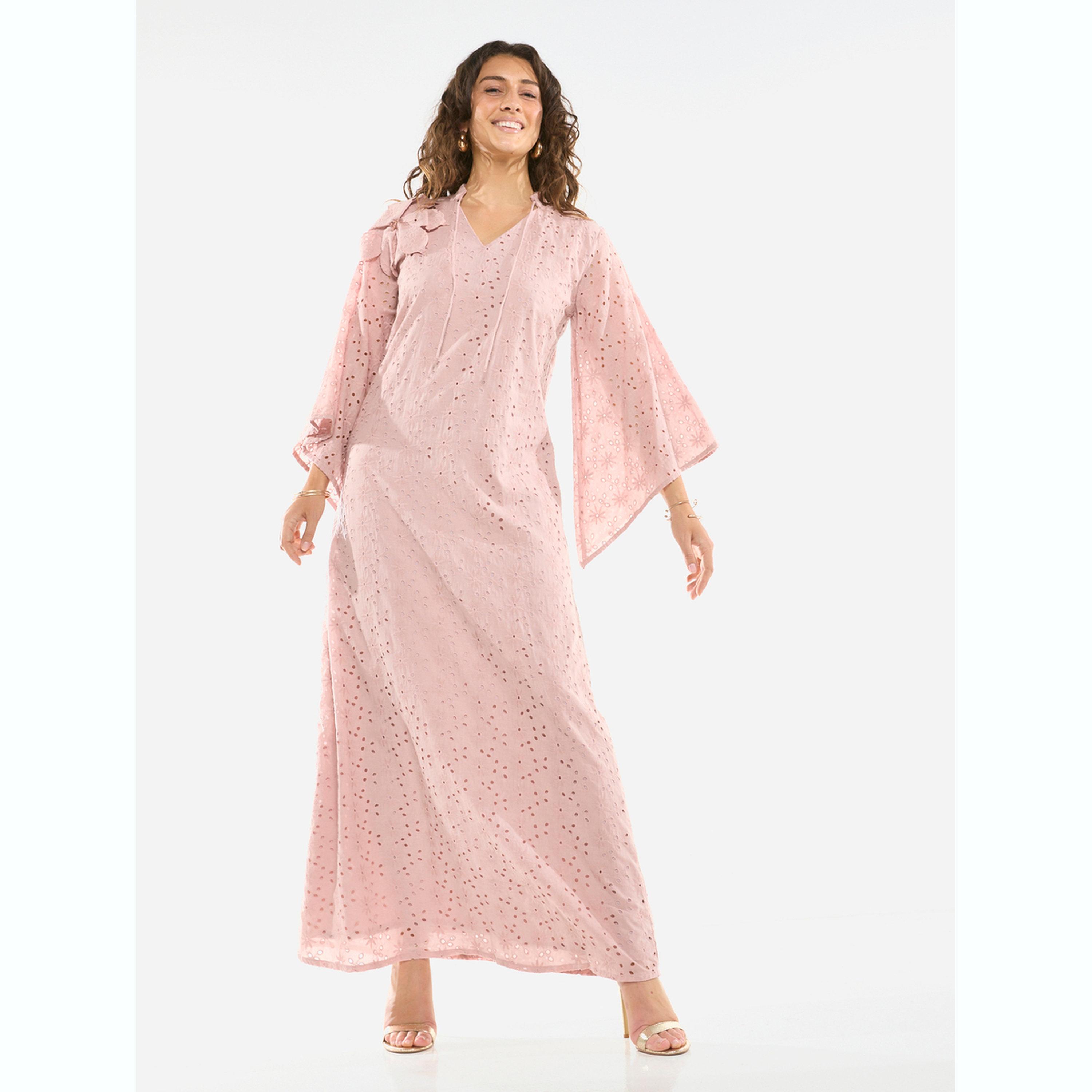 House of Moda X Styli Bow Detail Lace Cut-Out Maxi Dress-women-clothing-dresses-image-1