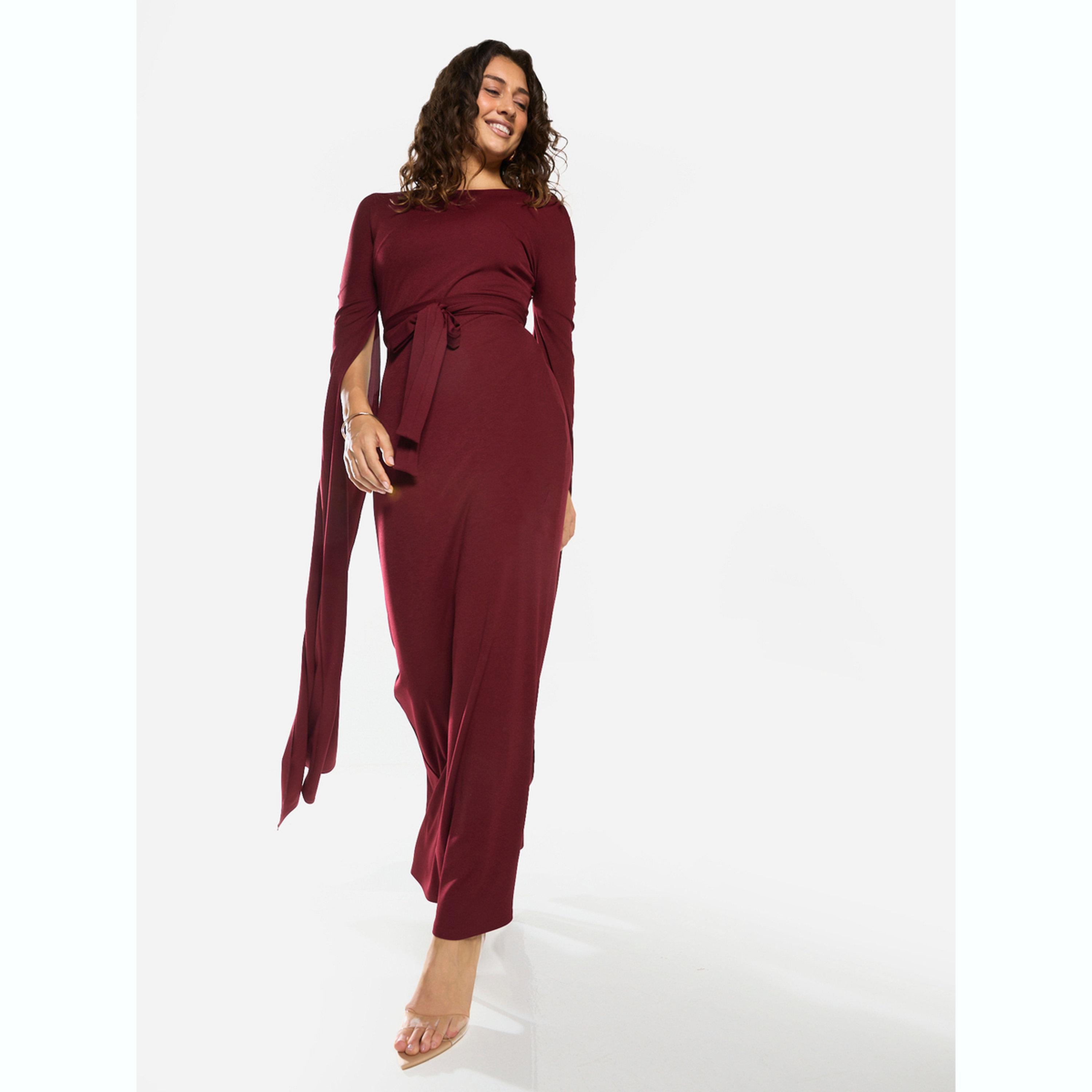 House of Moda X Styli Tie-Waist Cape Sleeve Maxi Dress-women-clothing-dresses-image-1