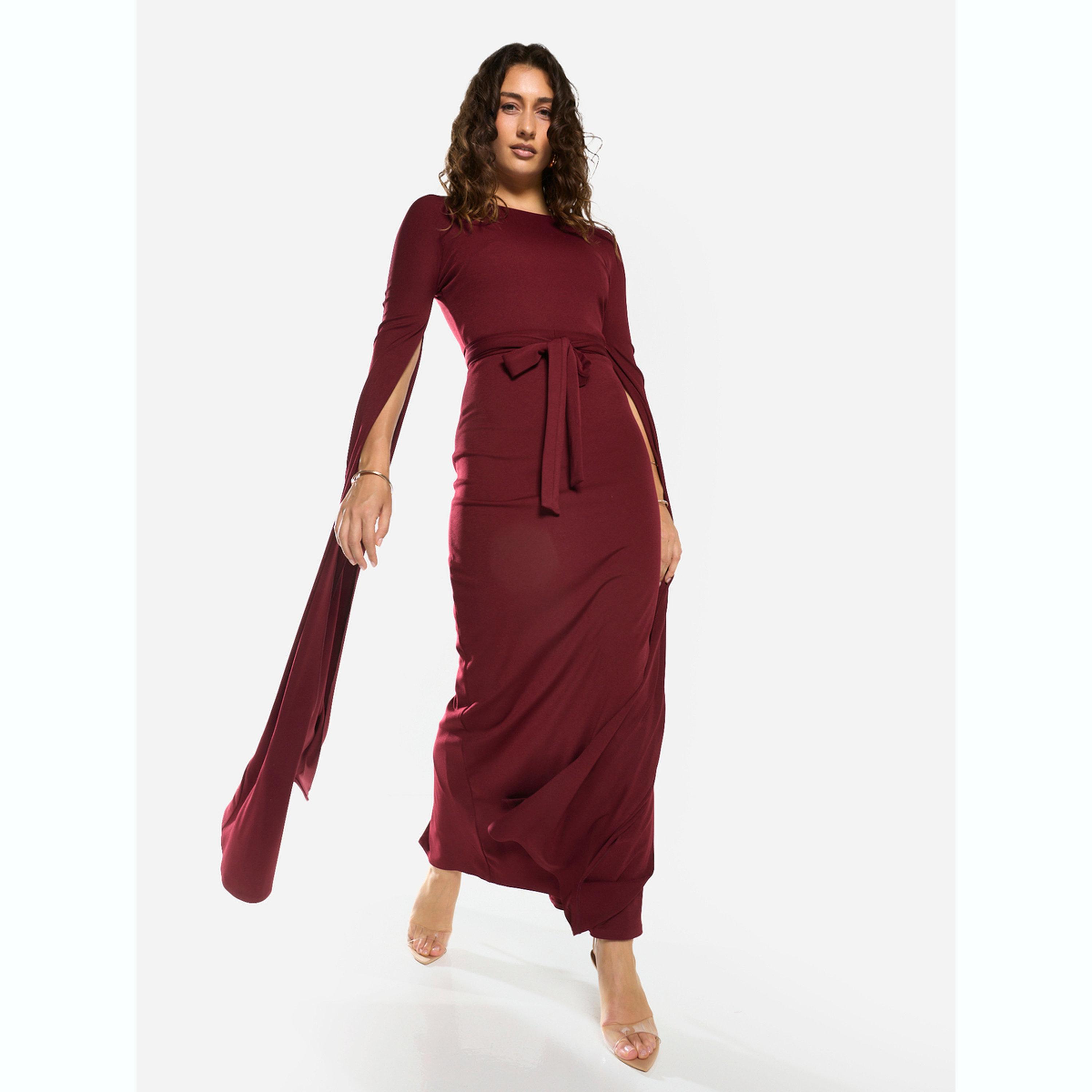 House of Moda X Styli Tie-Waist Cape Sleeve Maxi Dress-women-clothing-dresses-image-2