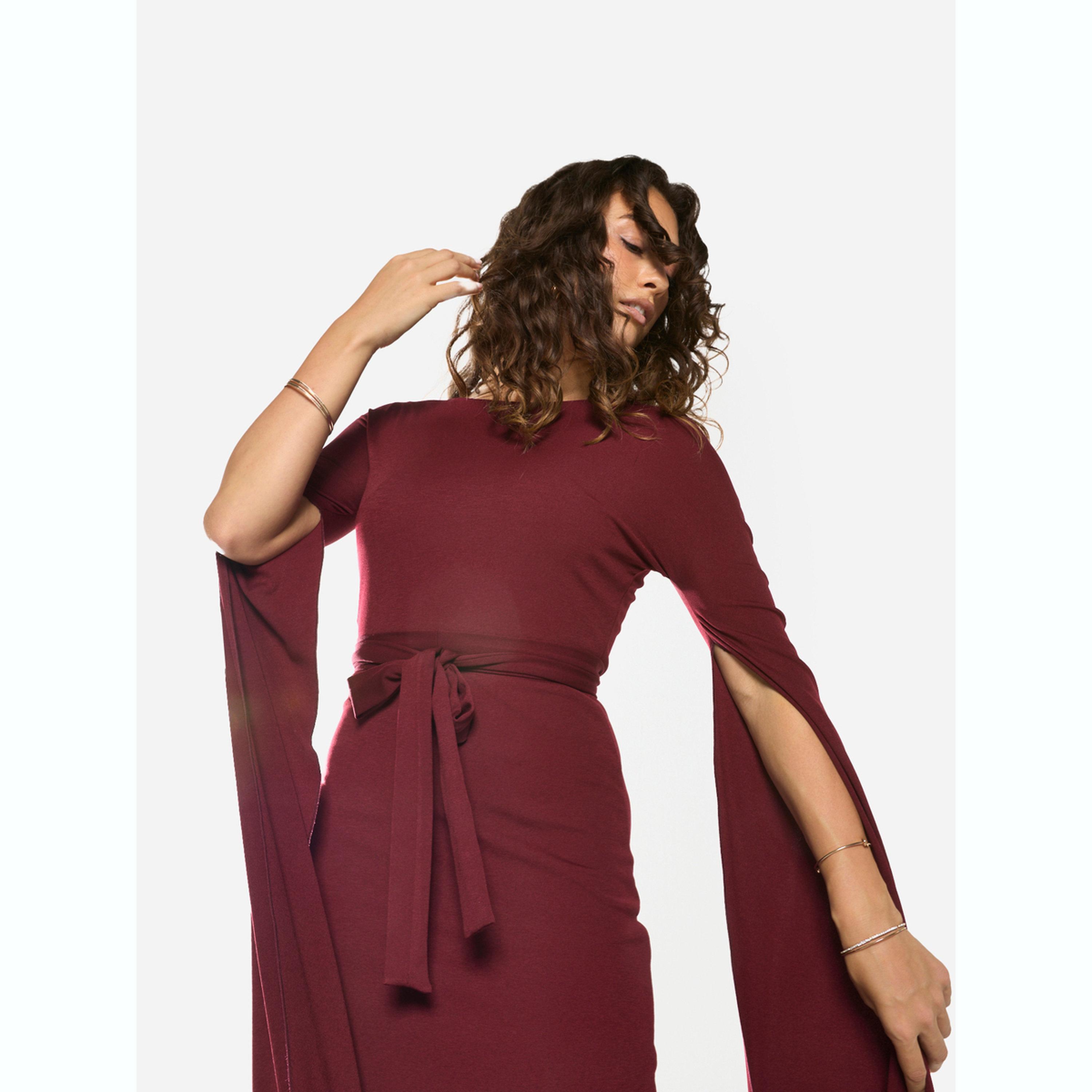 House of Moda X Styli Tie-Waist Cape Sleeve Maxi Dress-women-clothing-dresses-image-5