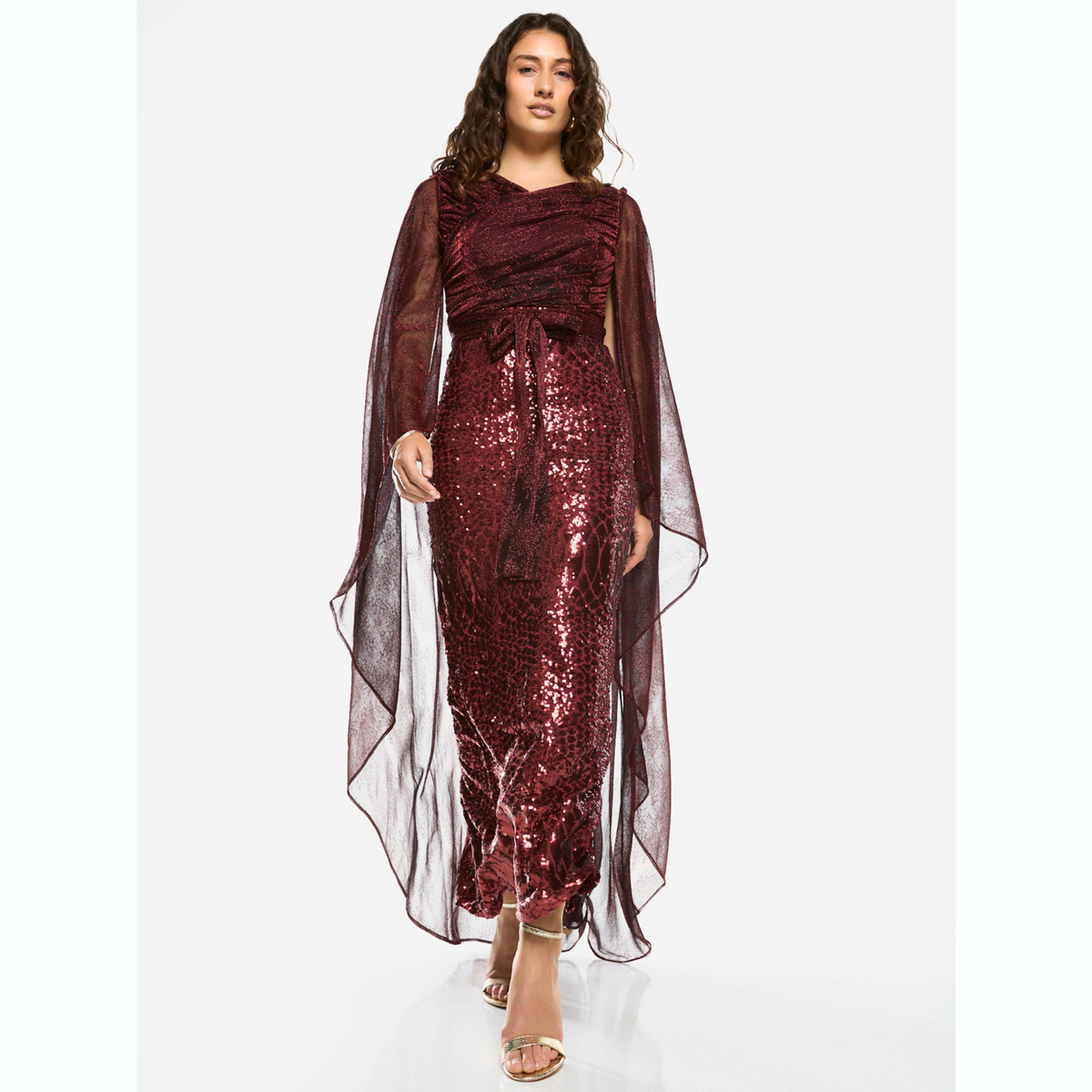 House of Moda X Styli Embellished Drape Tie-Waist Overlay Maxi Dress-women-clothing-dresses-image-1