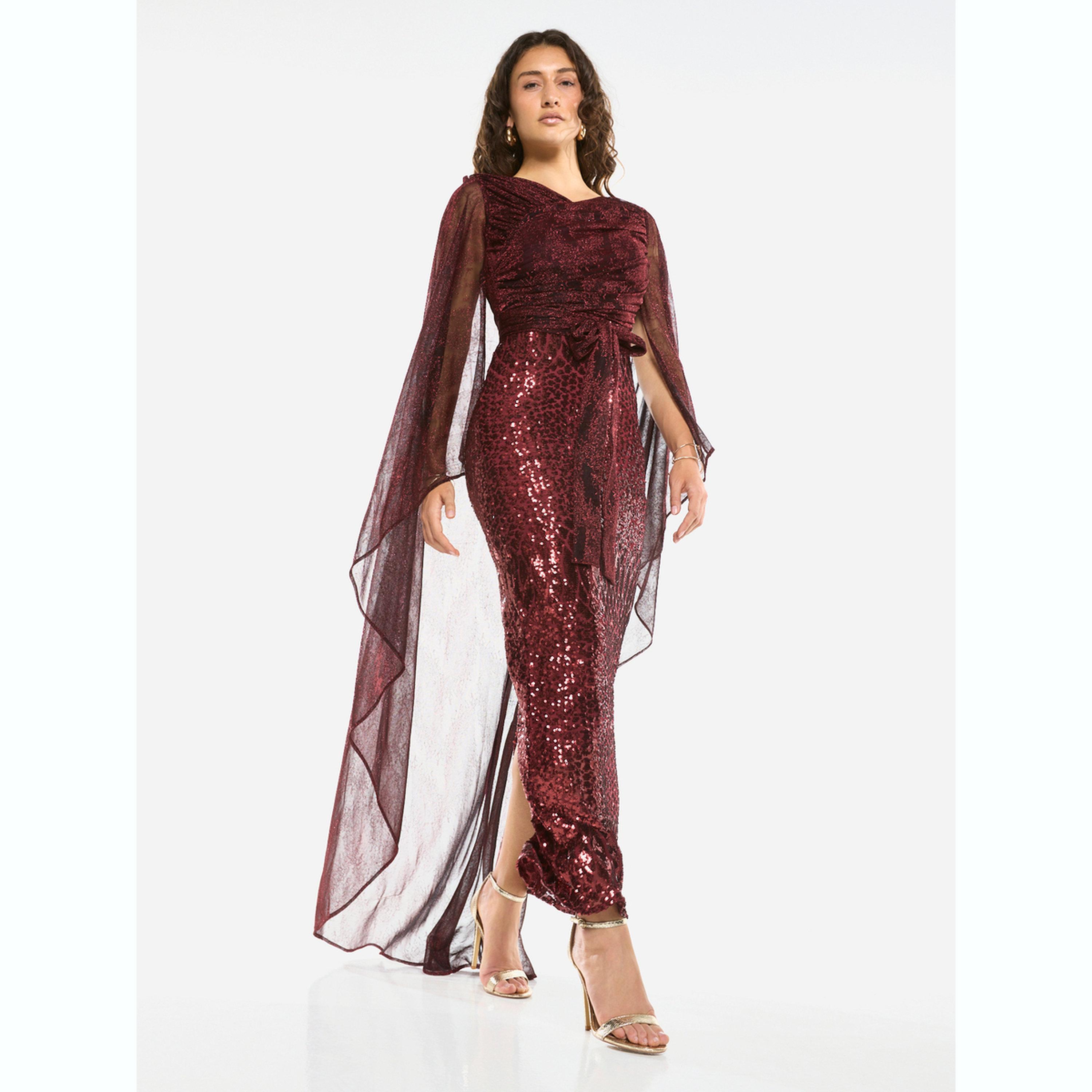 House of Moda X Styli Embellished Drape Tie-Waist Overlay Maxi Dress-women-clothing-dresses-image-2