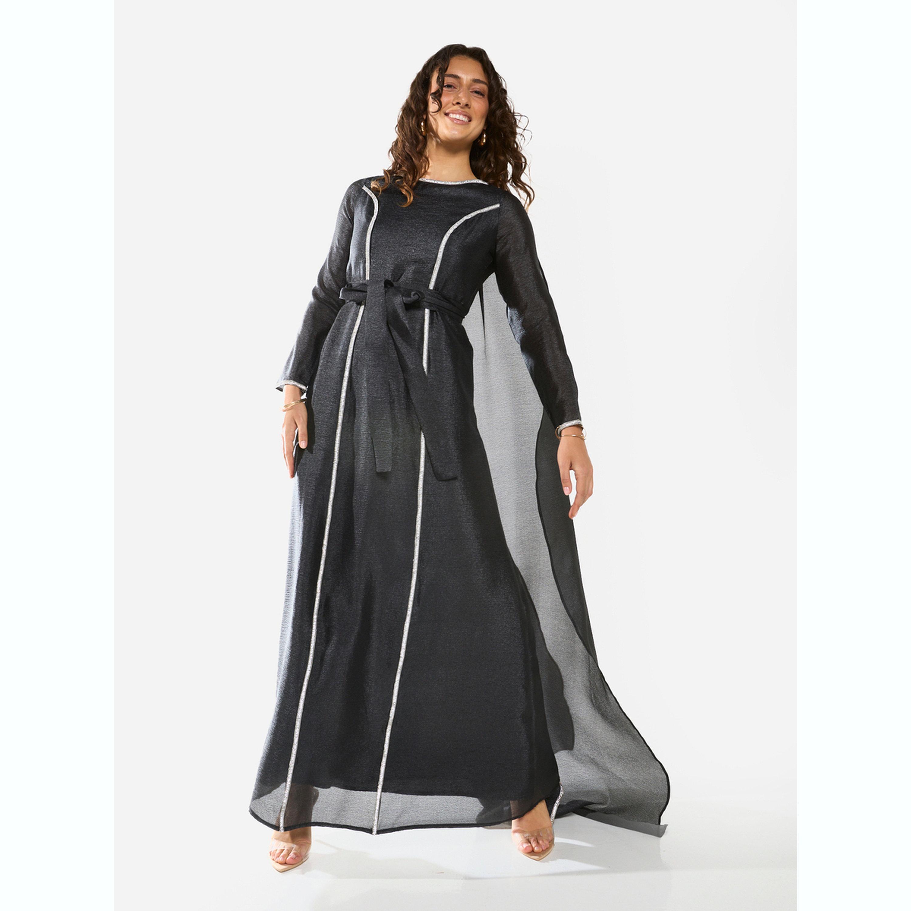 House of Moda X Styli Sheer Overlay Tie-Waist A-Line Maxi Dress-women-clothing-dresses-image-1