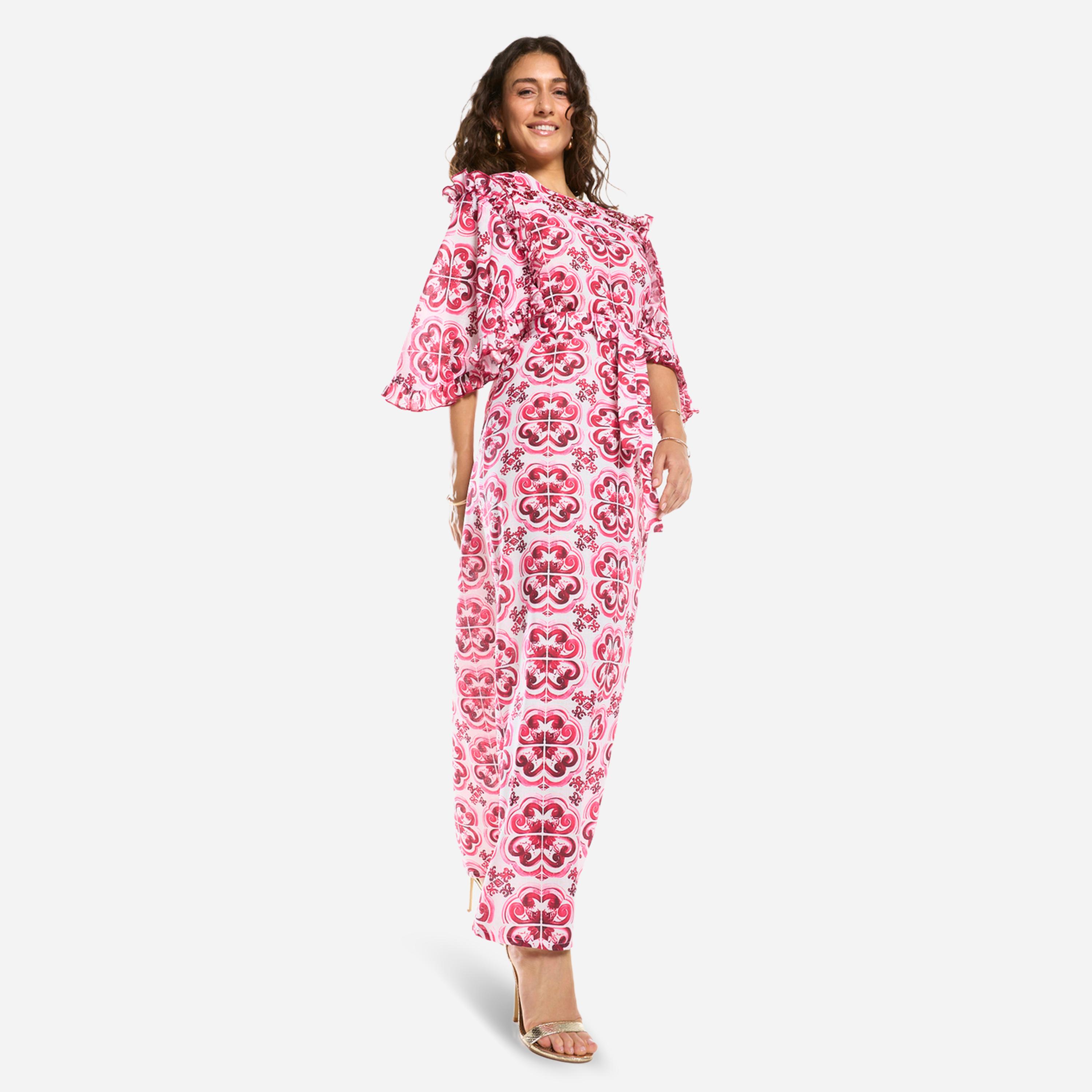 House of Moda X Styli Ornate Print Straight-Cut Maxi Dress-women-clothing-dresses-image-2