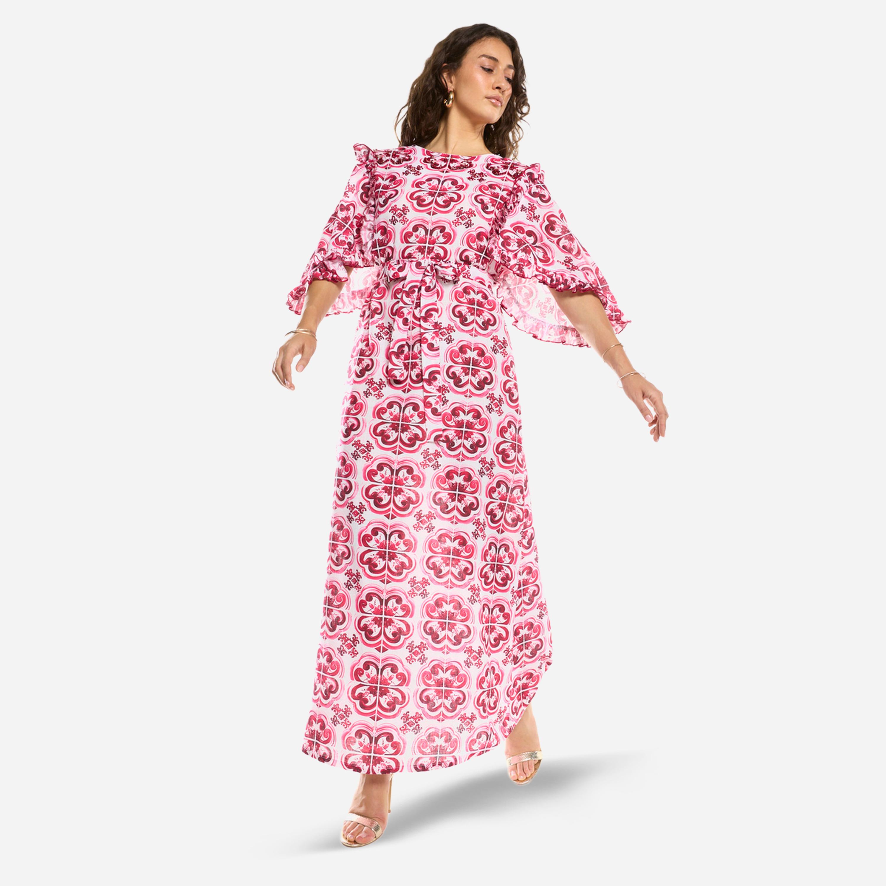 فستان طويل بطبعة أورنيت وقصة مستقيمة-women-clothing-dresses-image-3