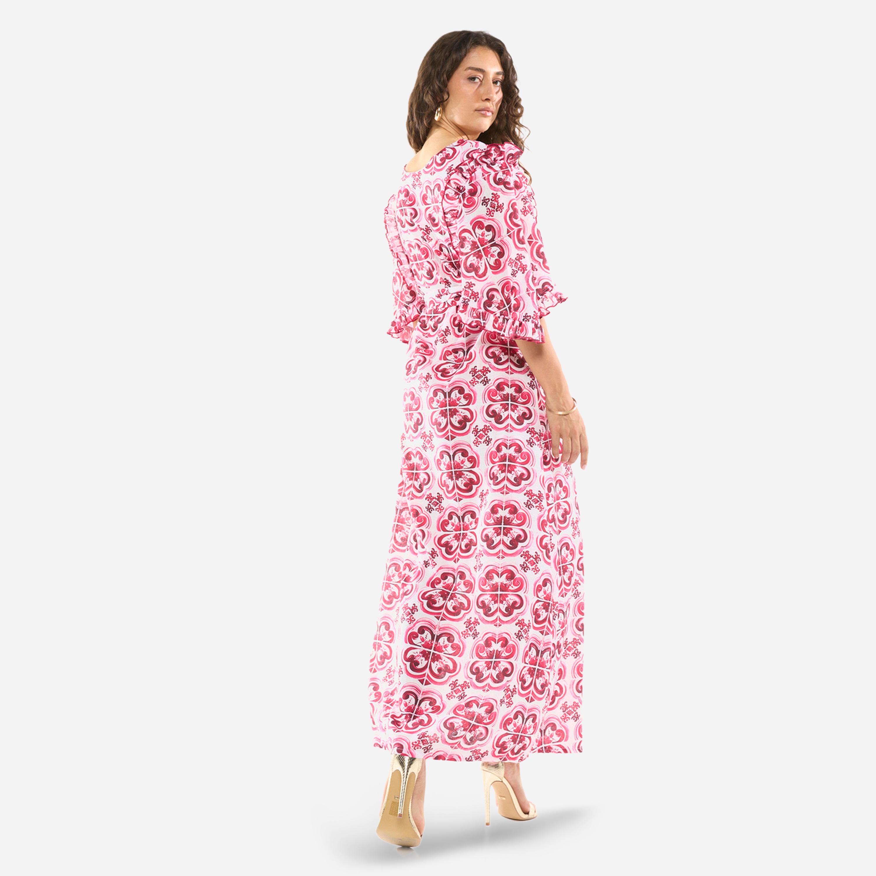 House of Moda X Styli Ornate Print Straight-Cut Maxi Dress-women-clothing-dresses-image-5