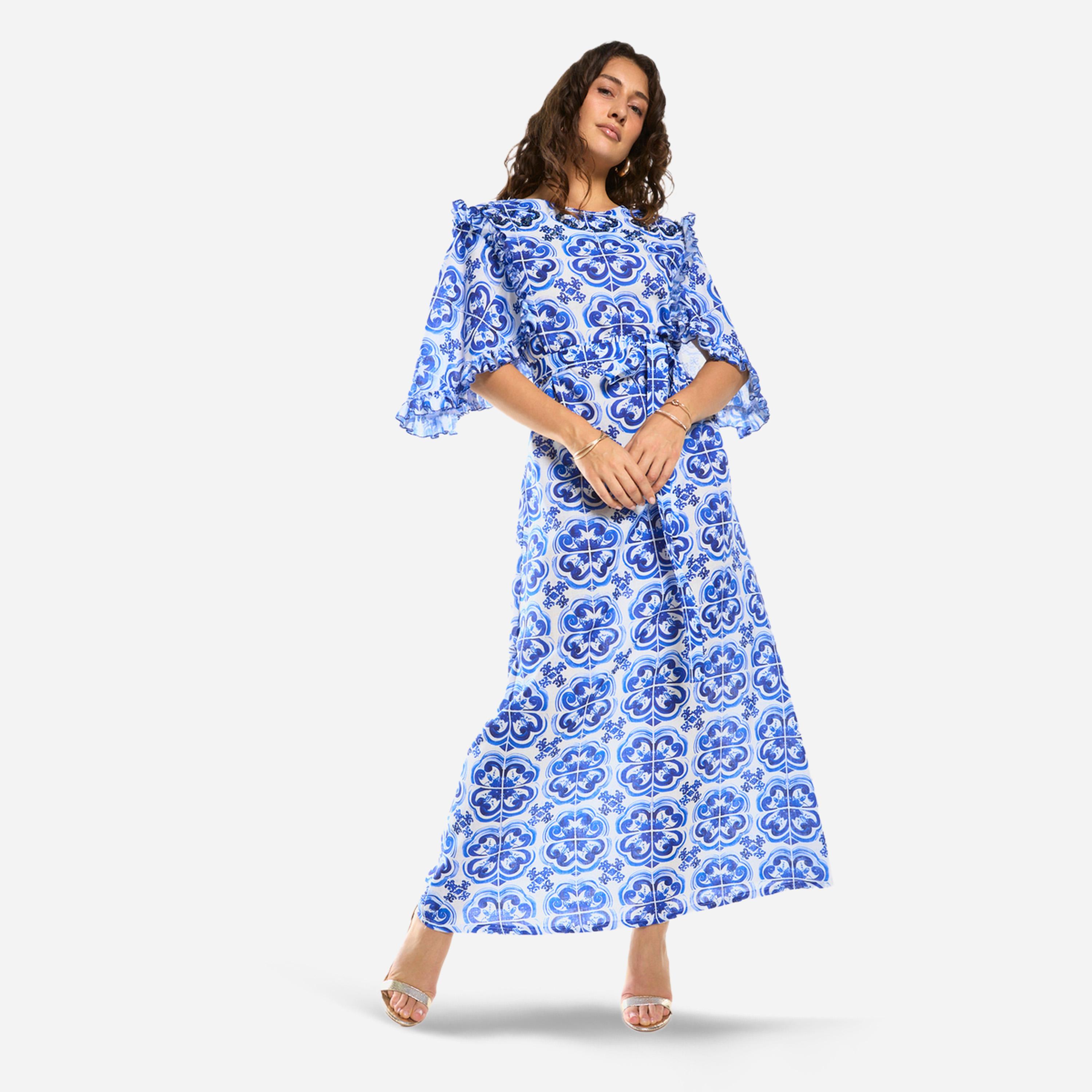 House of Moda X Styli Ornate Print Straight-Cut Maxi Dress-women-clothing-dresses-image-1