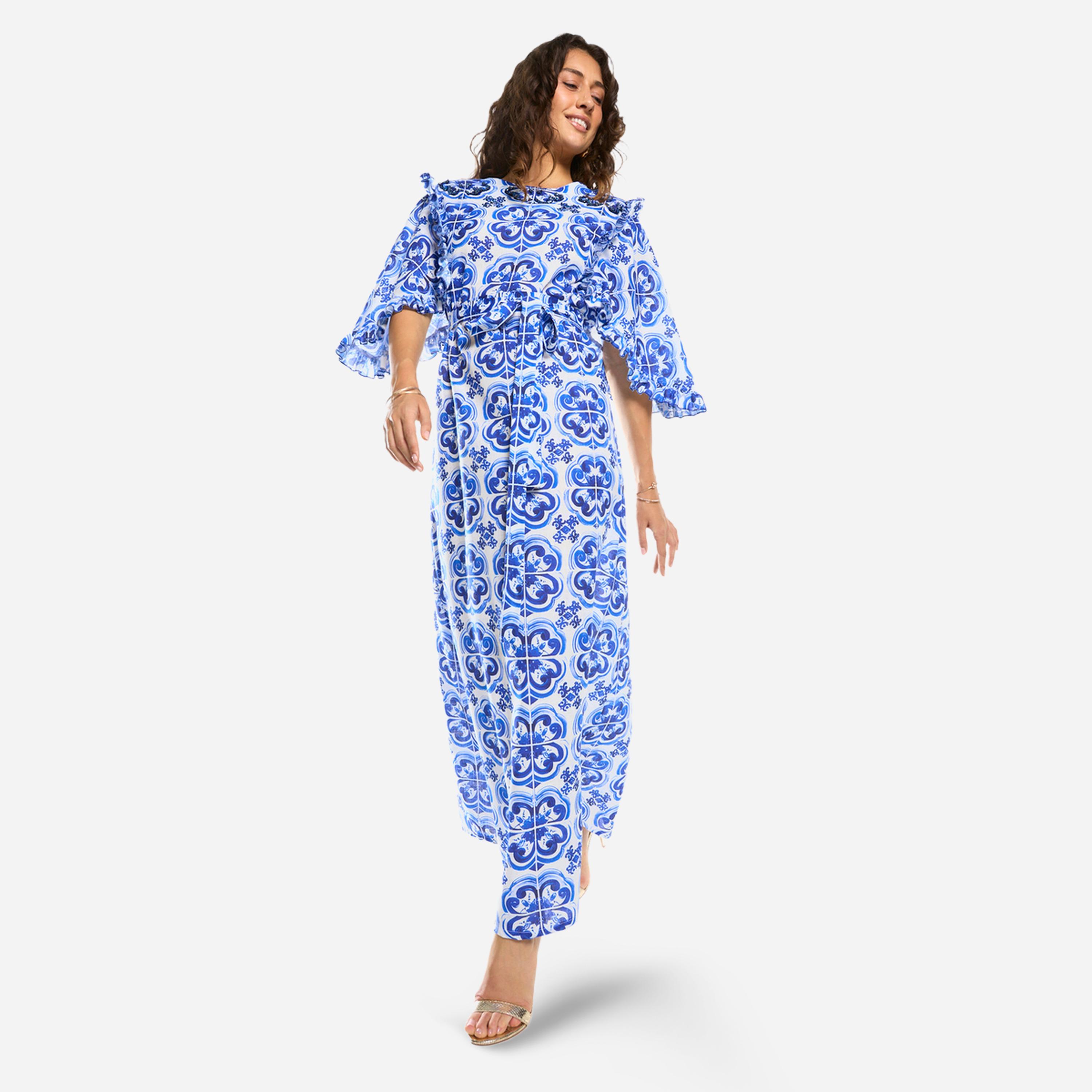 فستان طويل بطبعة أورنيت وقصة مستقيمة-women-clothing-dresses-image-2