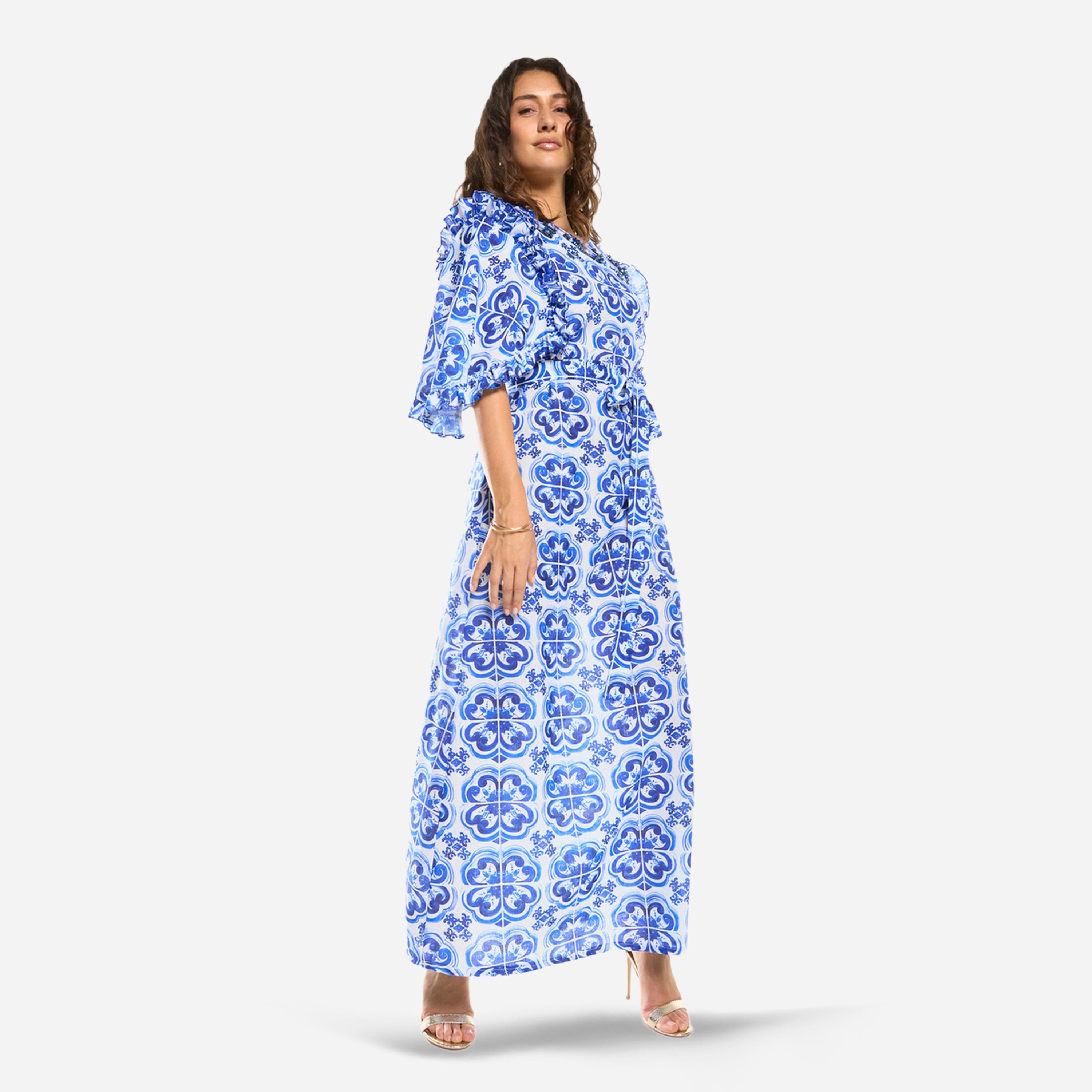 House of Moda X Styli Ornate Print Straight-Cut Maxi Dress-women-clothing-dresses-image-3