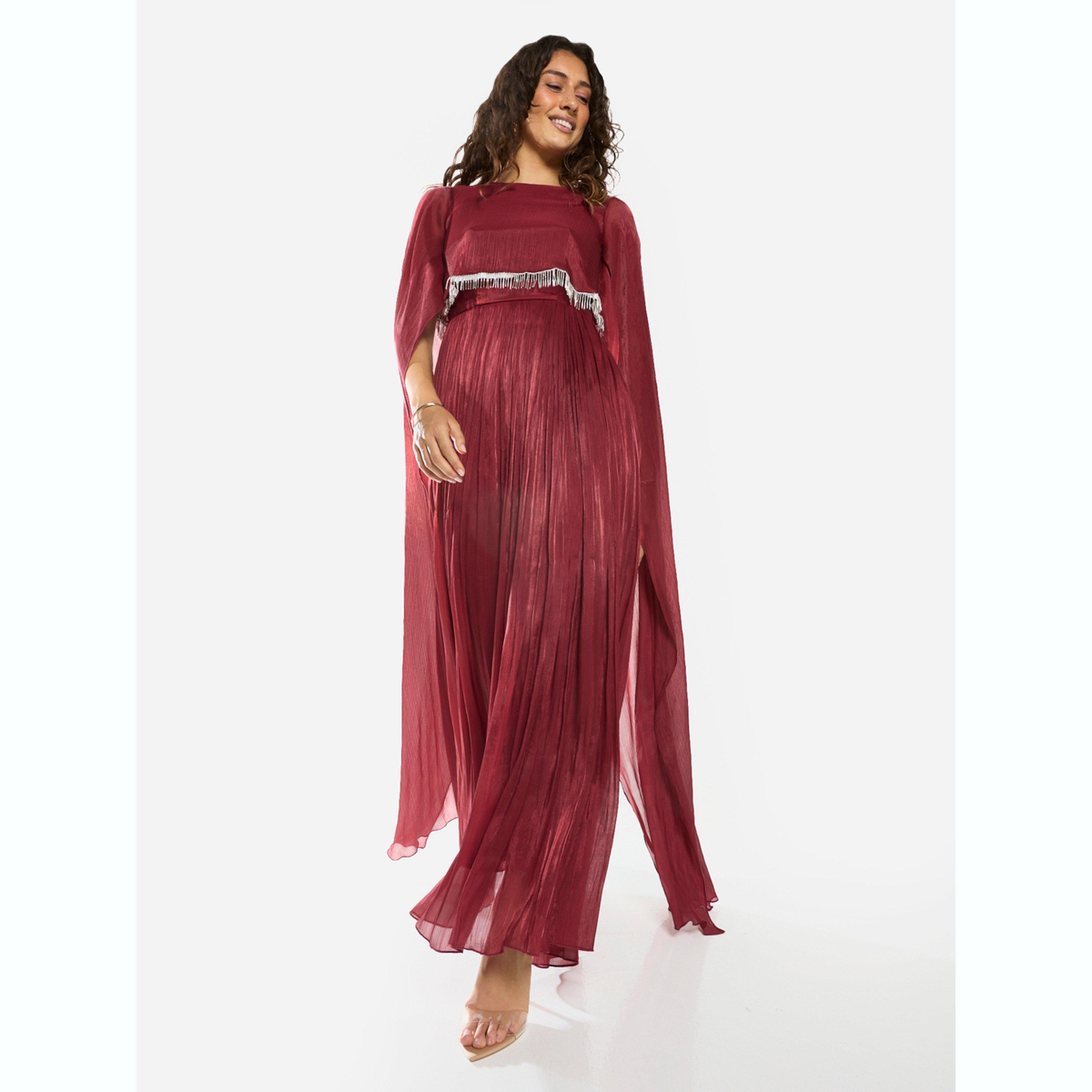 House of Moda X Styli Draped Overlay Gathered Maxi Dress-women-clothing-dresses-image-1