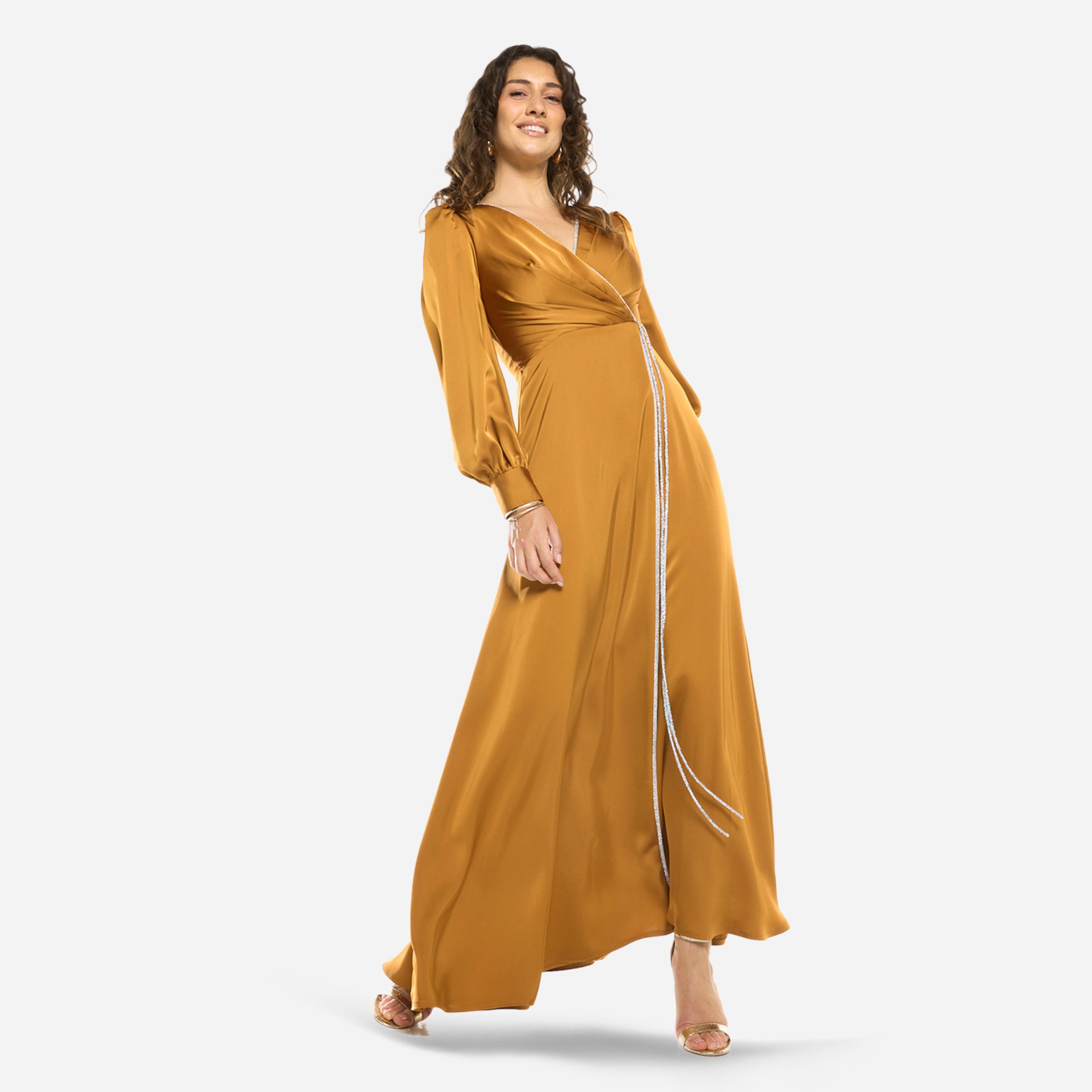فستان منمق بنمط لف من الأمام مع رباط-women-clothing-dresses-image-1