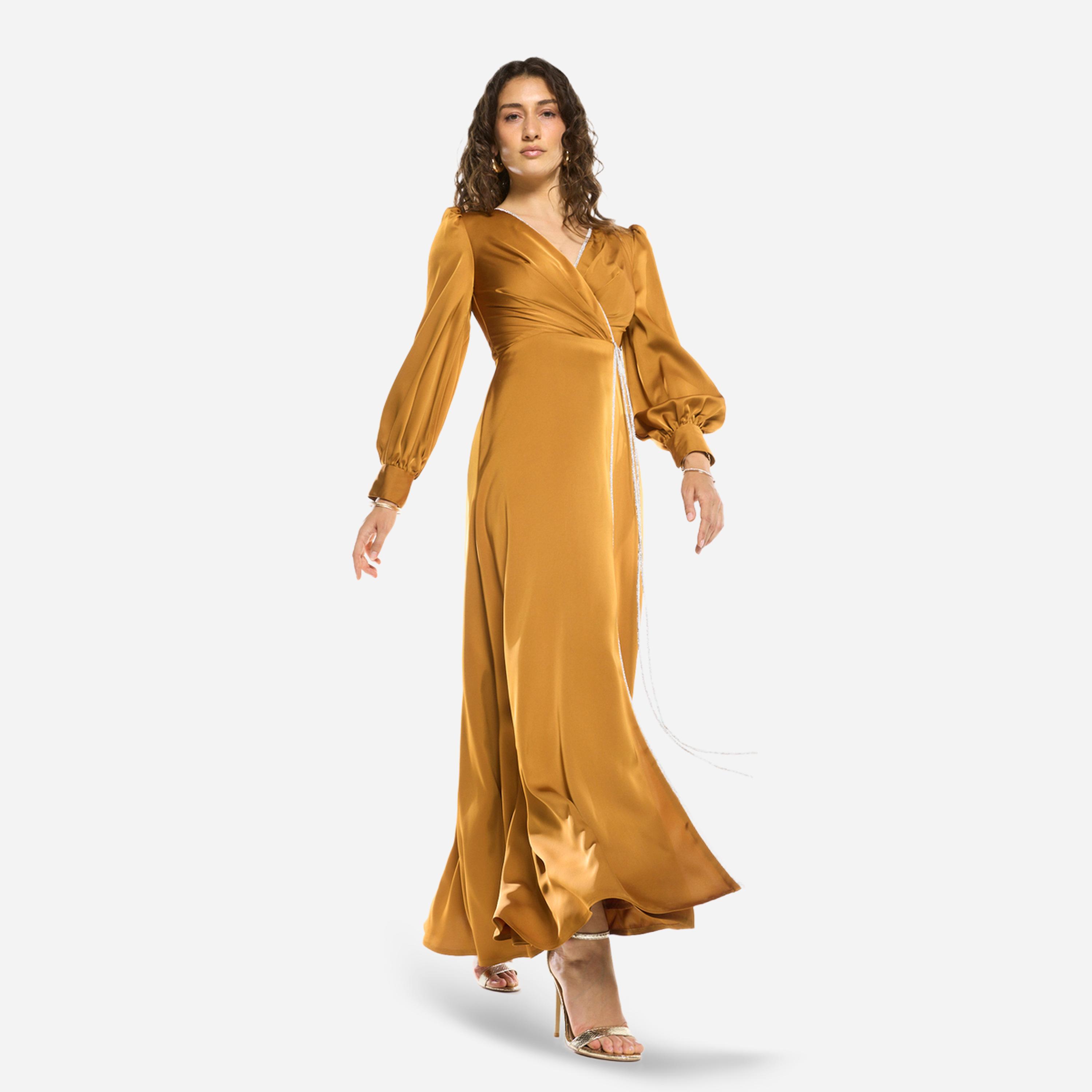 فستان منمق بنمط لف من الأمام مع رباط-women-clothing-dresses-image-2